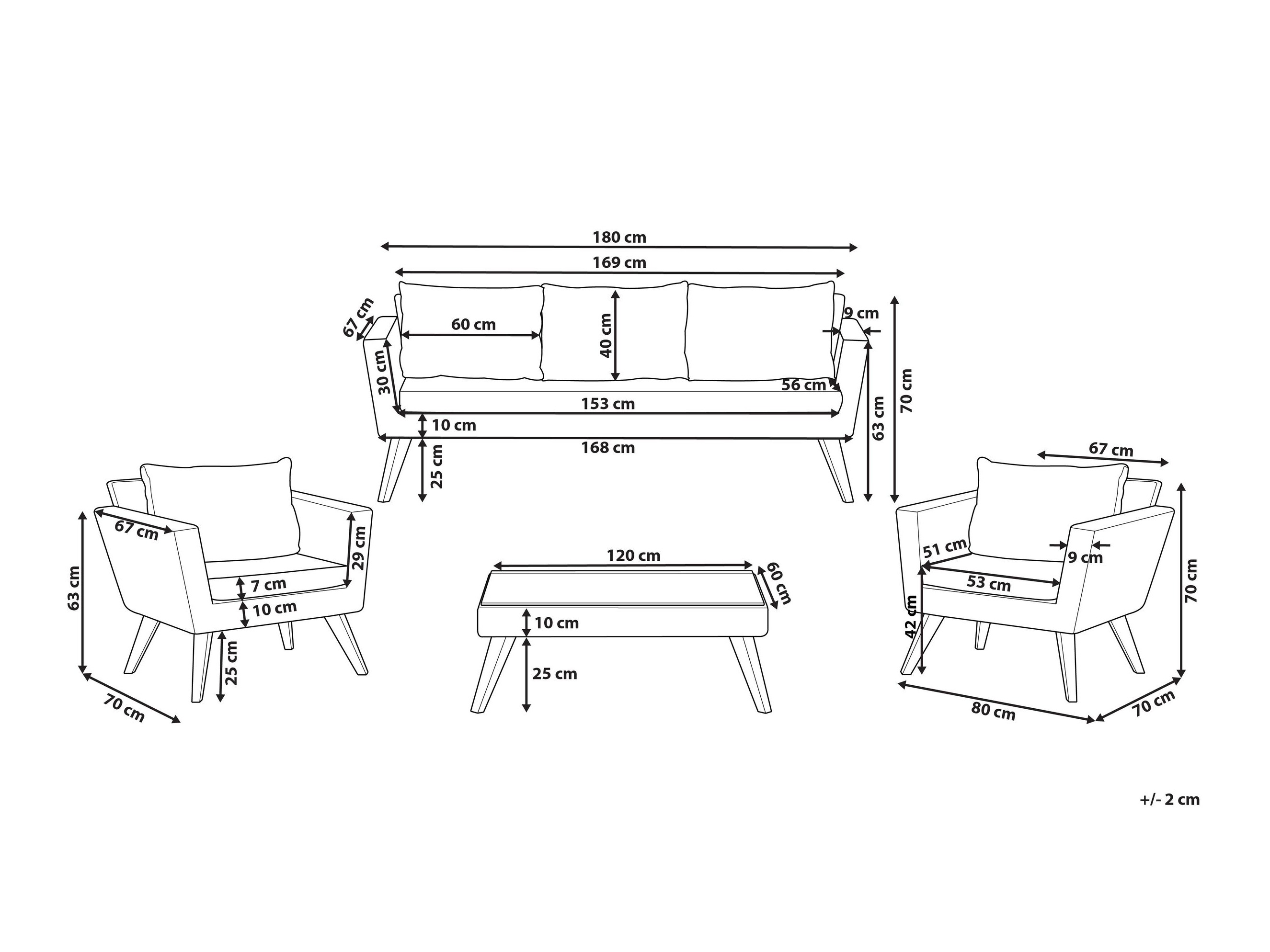 Set vrtnog namještaja Berwyn 2712 (Svijetlo smeđa + Bijela)