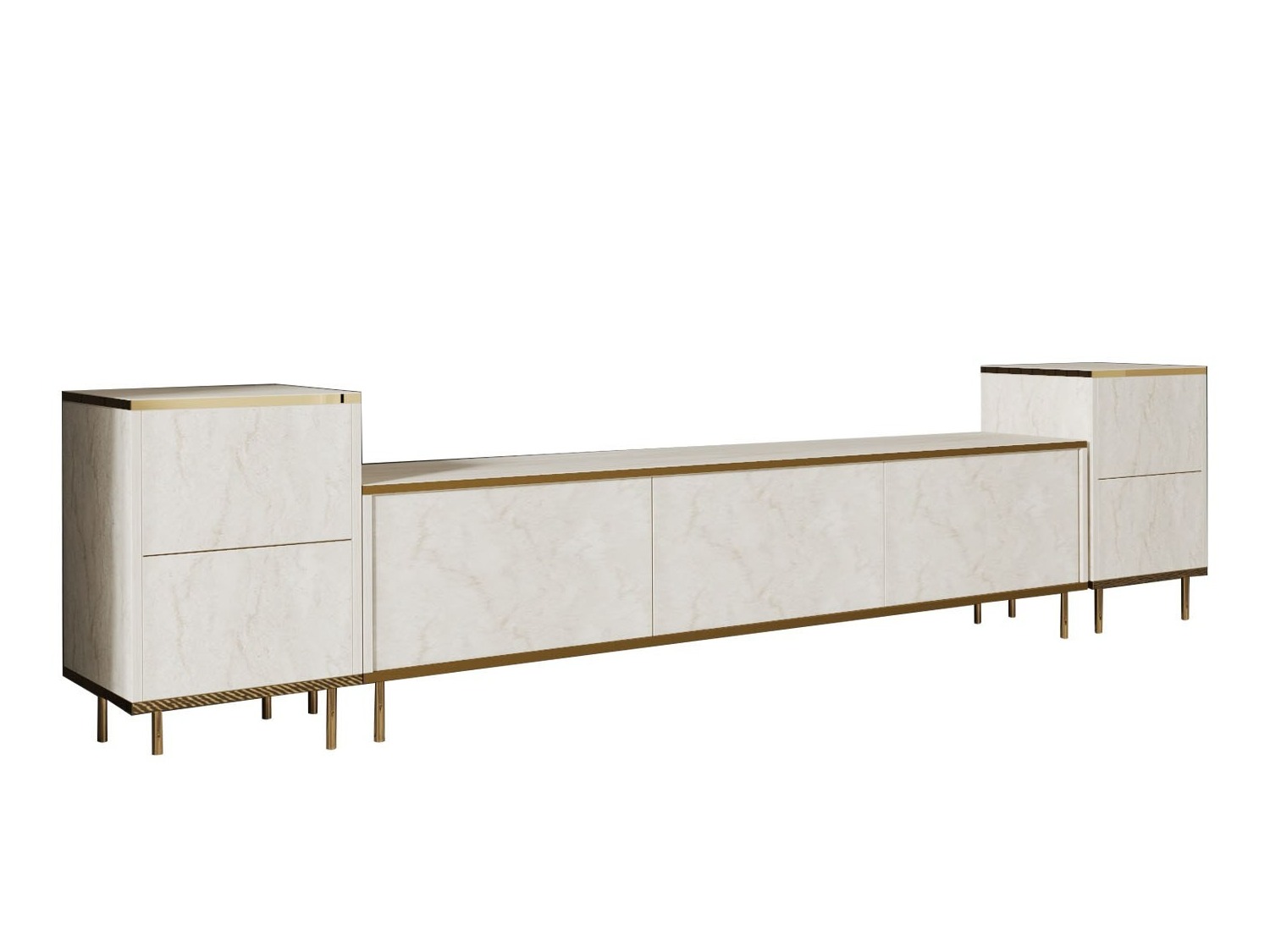 TV stol Kailua 2574 (Svijetla Travertine + Zlatna)