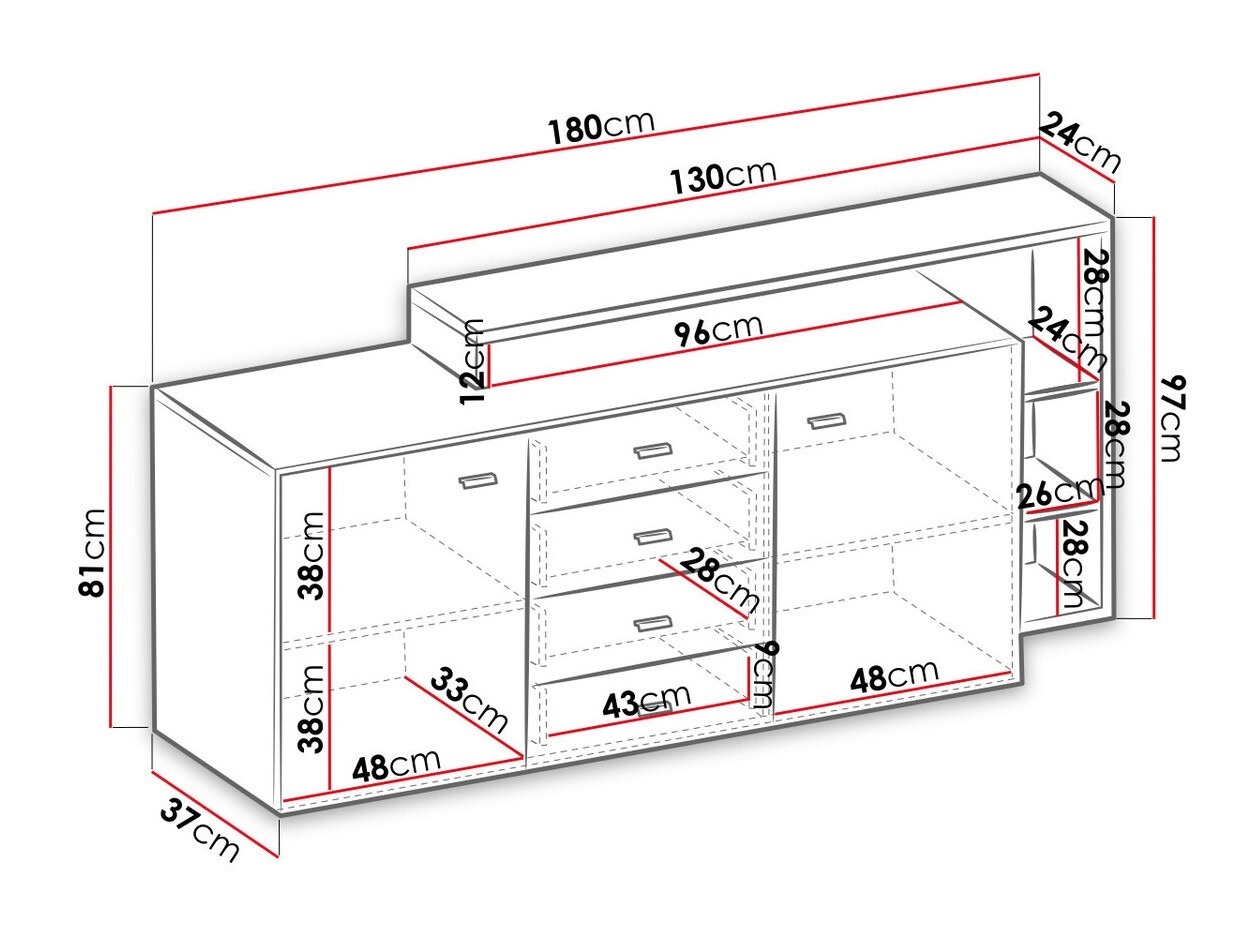 Komoda Lutiva 106 (Matera siva + Tamna smreka)