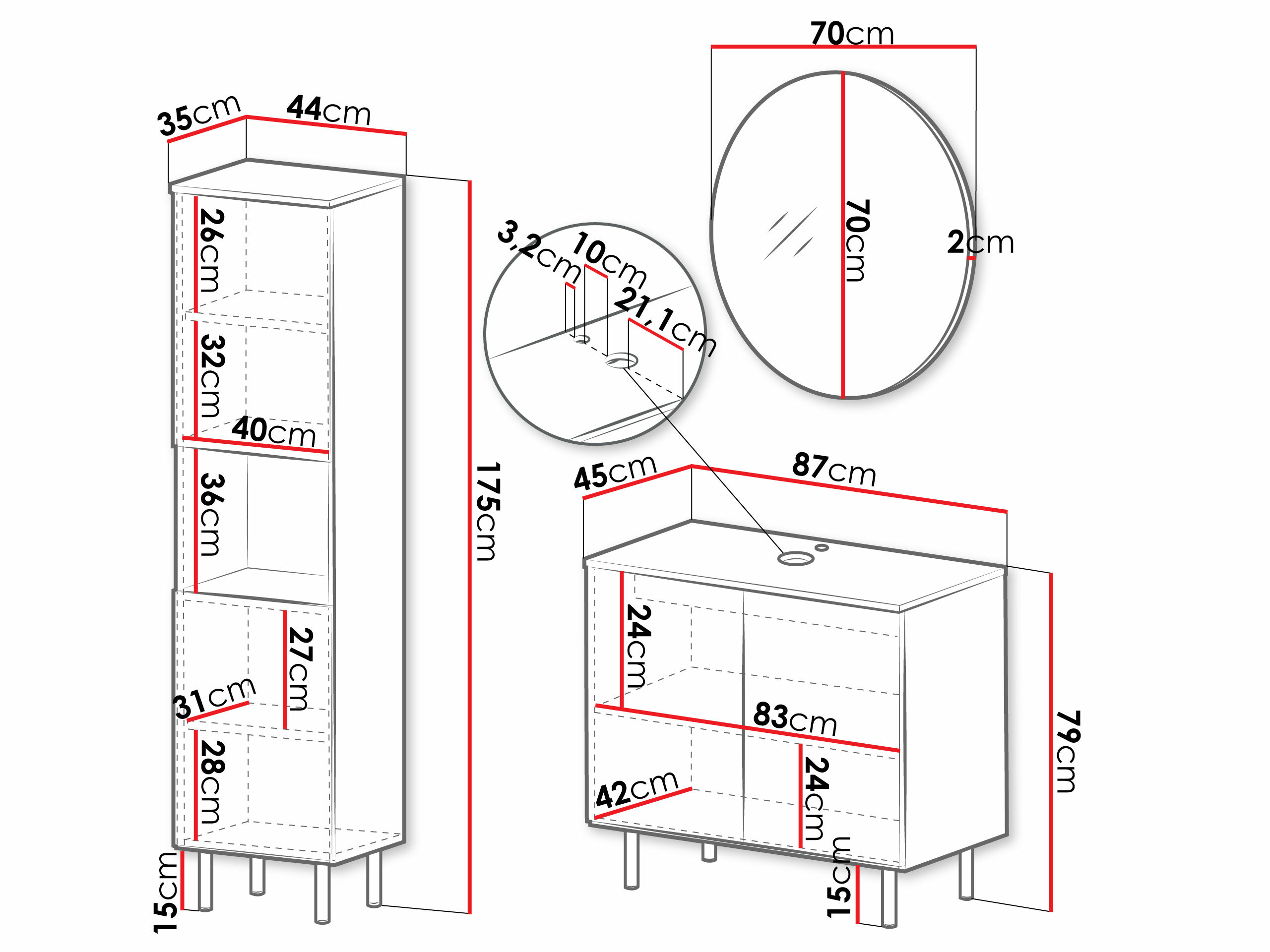 Kupaonski namještaj Virdomi 111 (Crna)