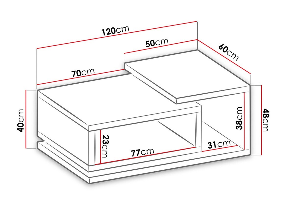 Stolić za kavu Lutiva 104 (Antracit + Ribbec hrast)