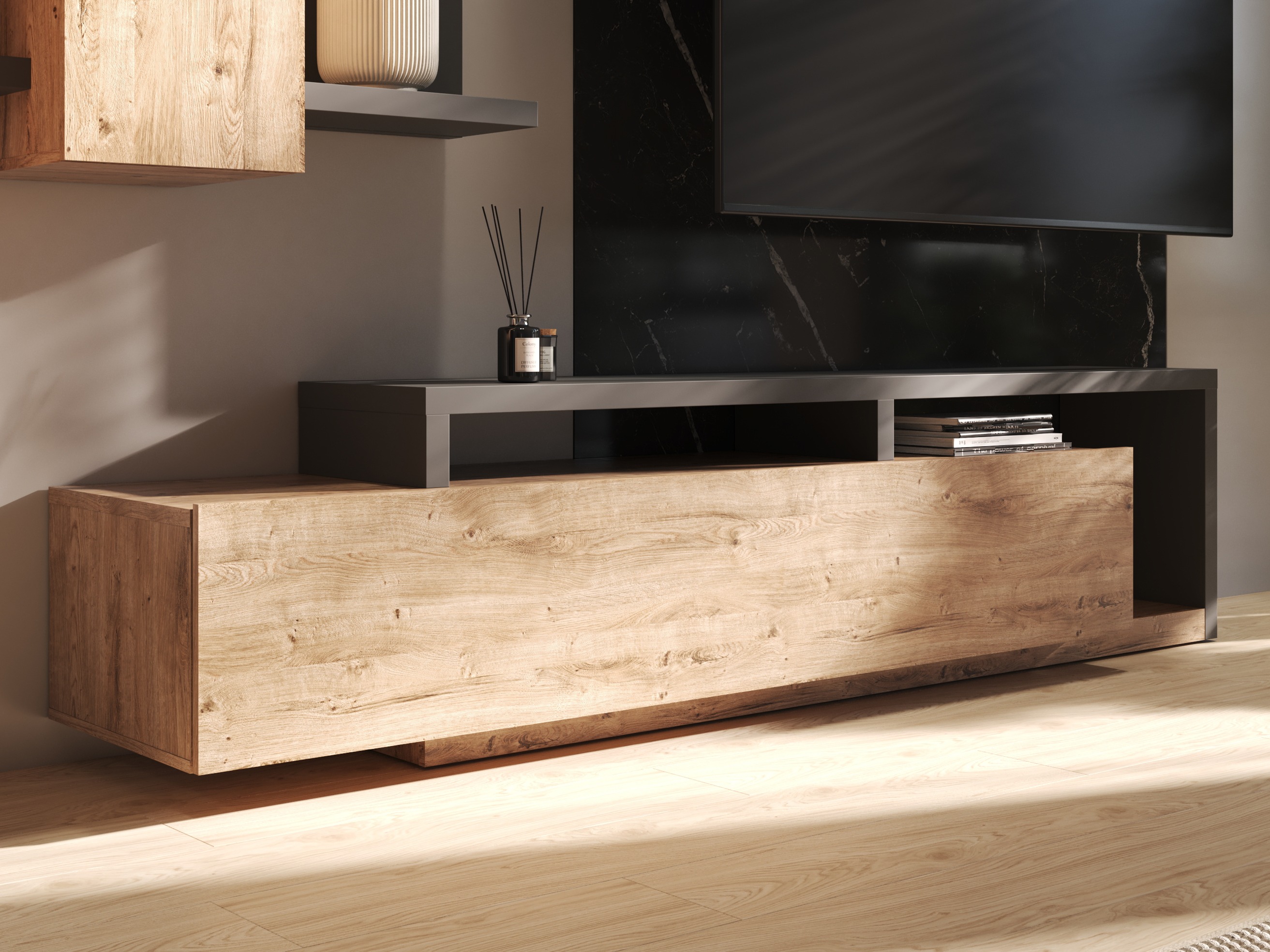 TV stol Lutiva 103 (Antracit + Ribbec hrast)