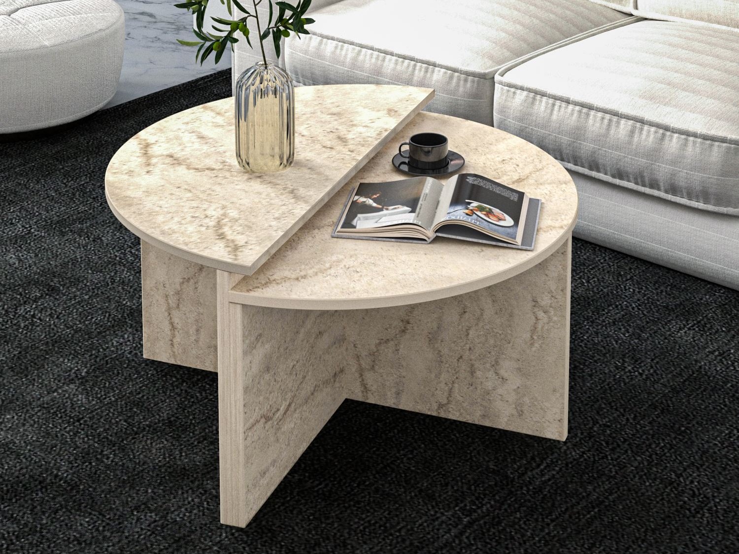 Set stolića za kavu Kailua 2581 (Svijetla Travertine)