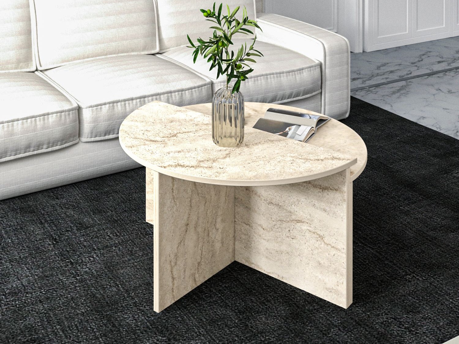 Set stolića za kavu Kailua 2581 (Svijetla Travertine)