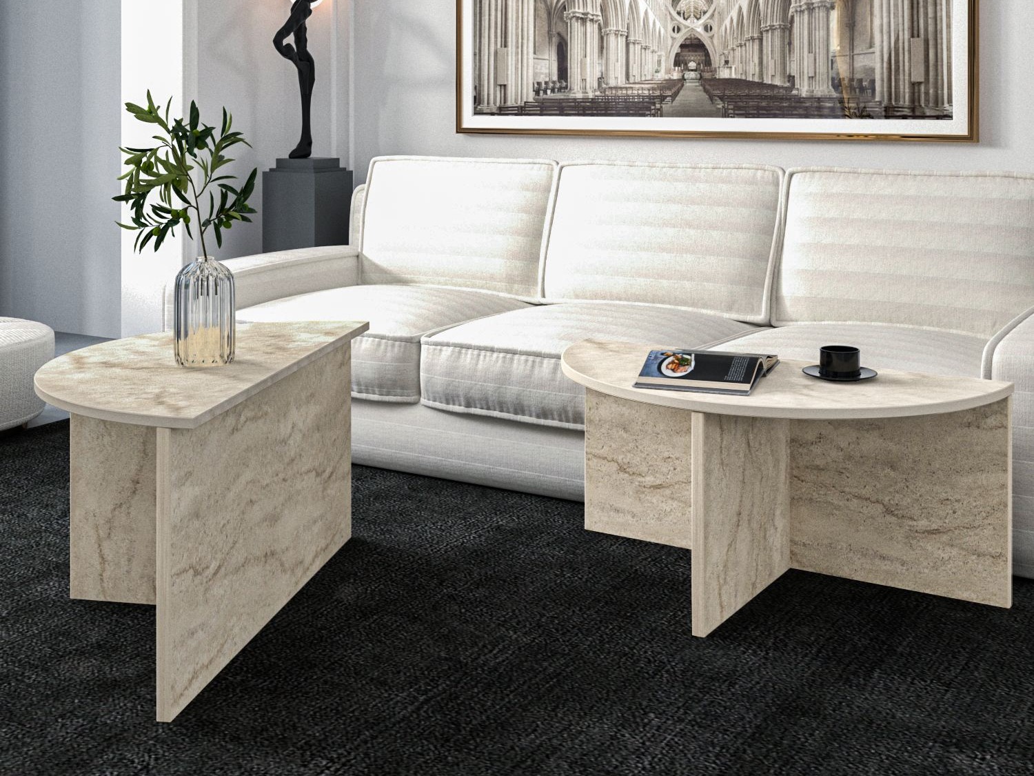 Set stolića za kavu Kailua 2581 (Svijetla Travertine)