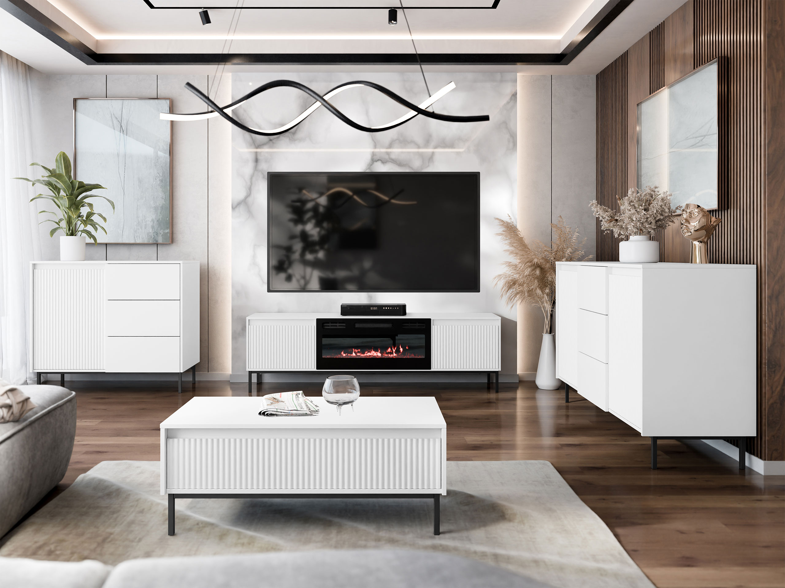 Set za dnevni boravak Comfivo Delruva 109 (Bijela)