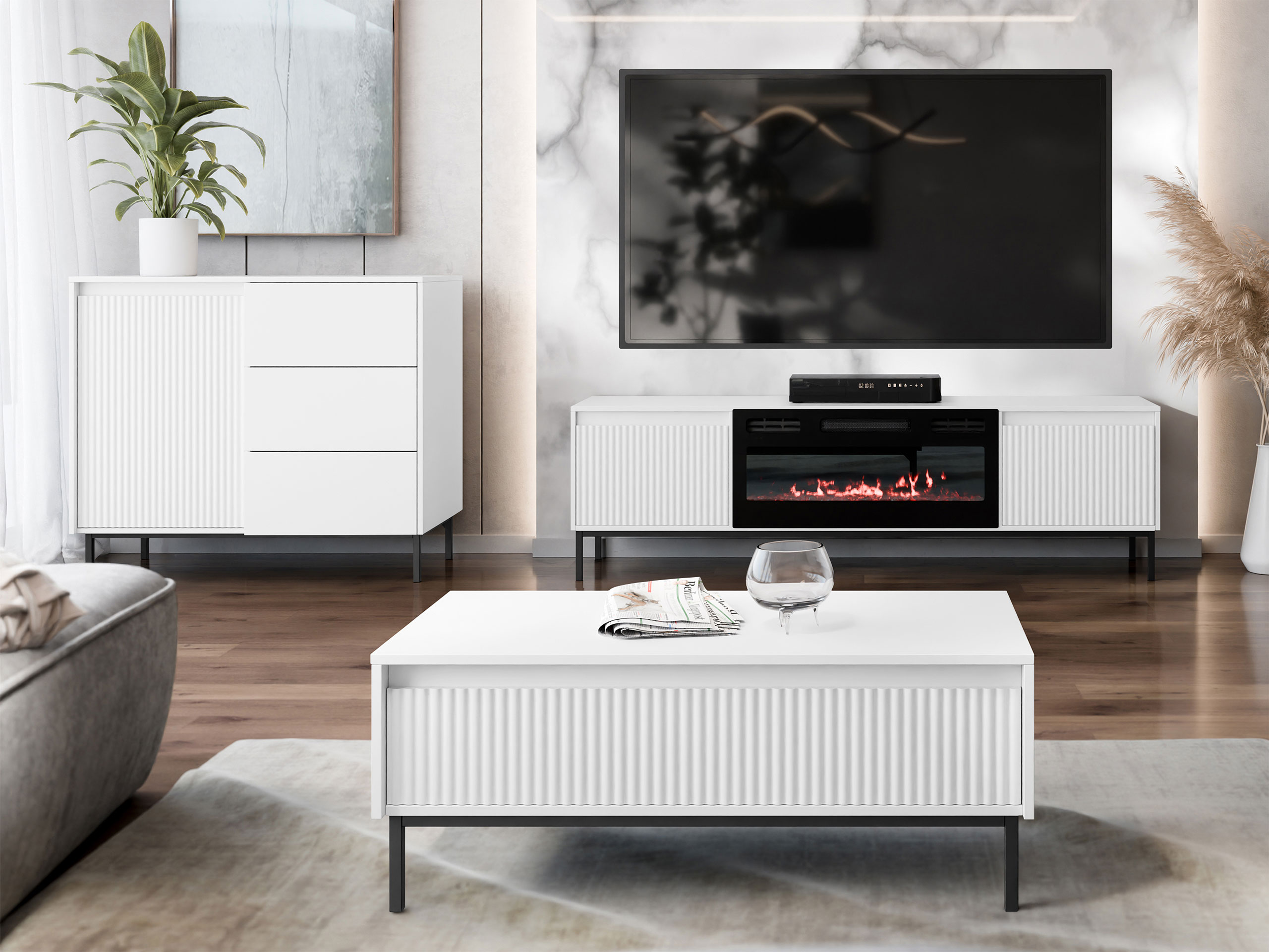 Set za dnevni boravak Comfivo Delruva 110 (Bijela)