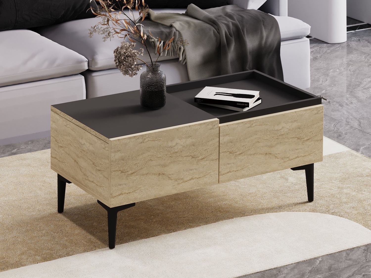 Stolić za kavu Kailua 2586 (Svijetla Travertine + Antracit)