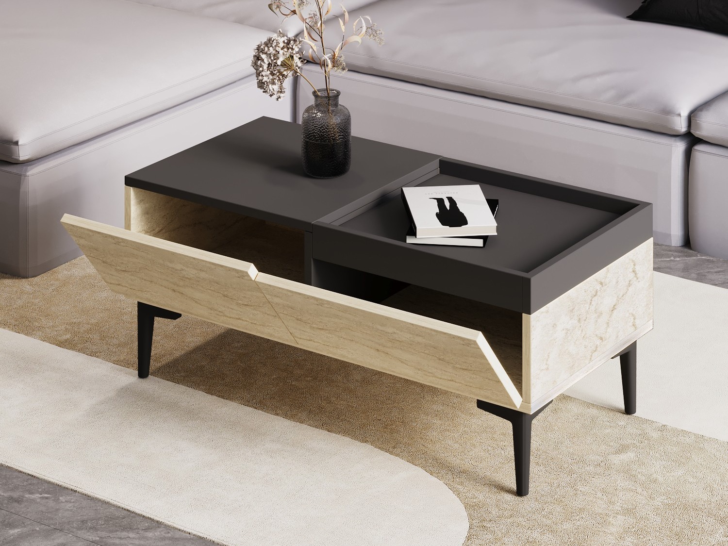 Stolić za kavu Kailua 2586 (Svijetla Travertine + Antracit)