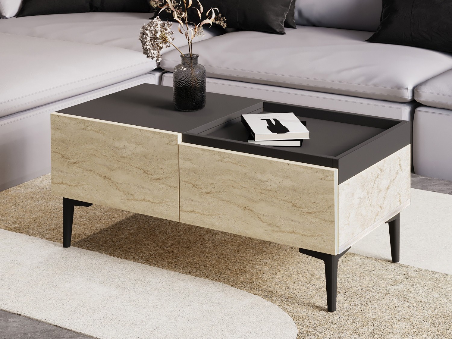 Stolić za kavu Kailua 2586 (Svijetla Travertine + Antracit)