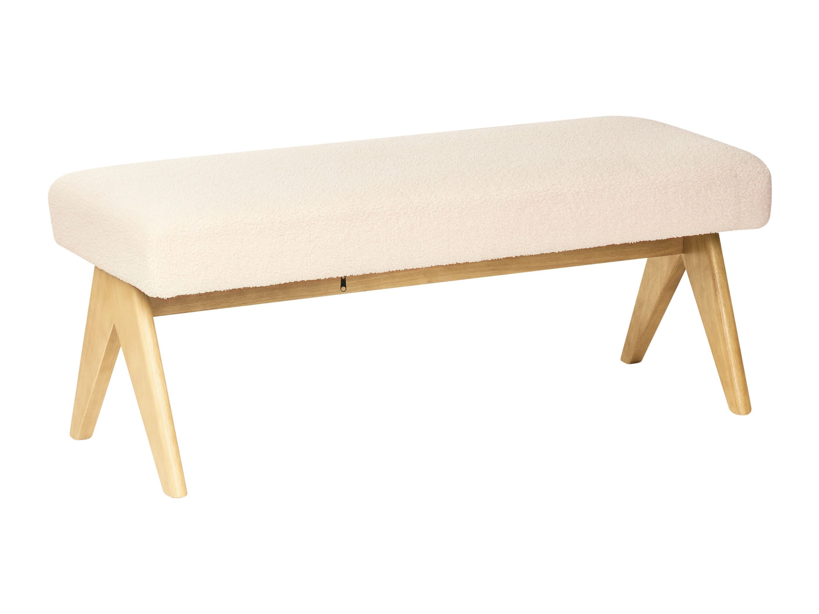 Tapecirana klupa Berwyn 2714 (Bijela + Svijetlo drvo)