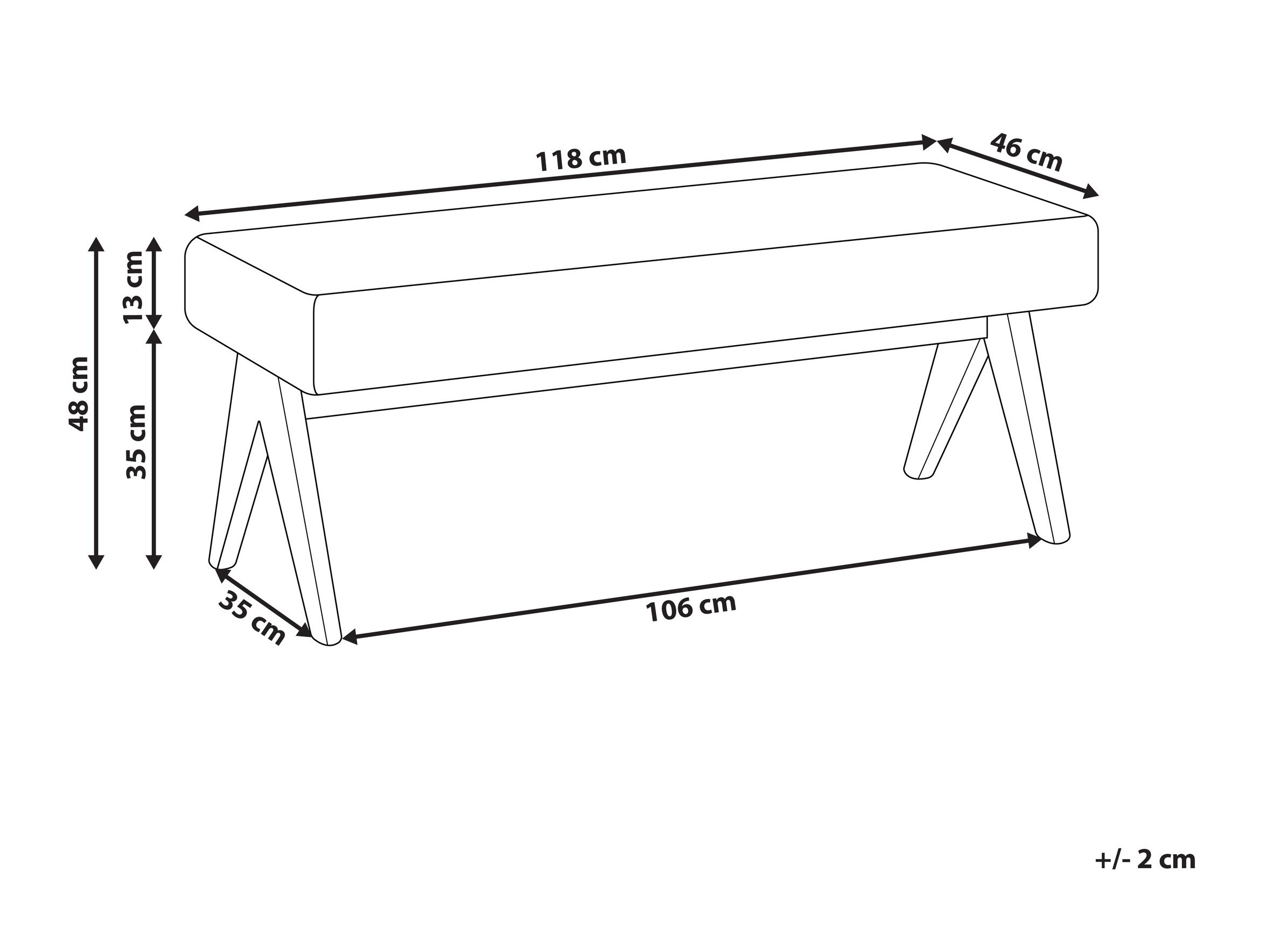 Tapecirana klupa Berwyn 2714 (Bijela + Svijetlo drvo)