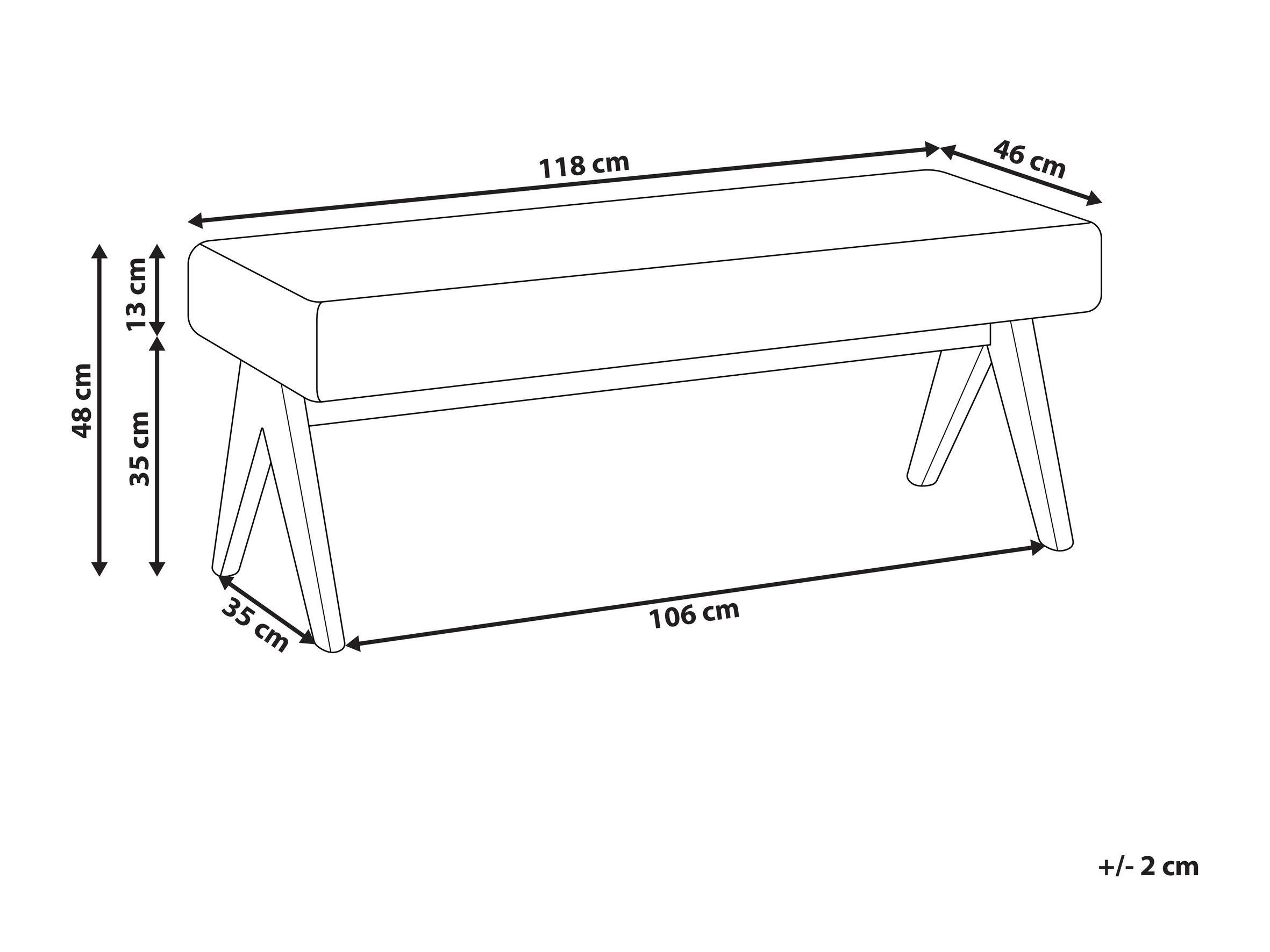 Tapecirana klupa Berwyn 2714 (Crna + Svijetlo drvo)