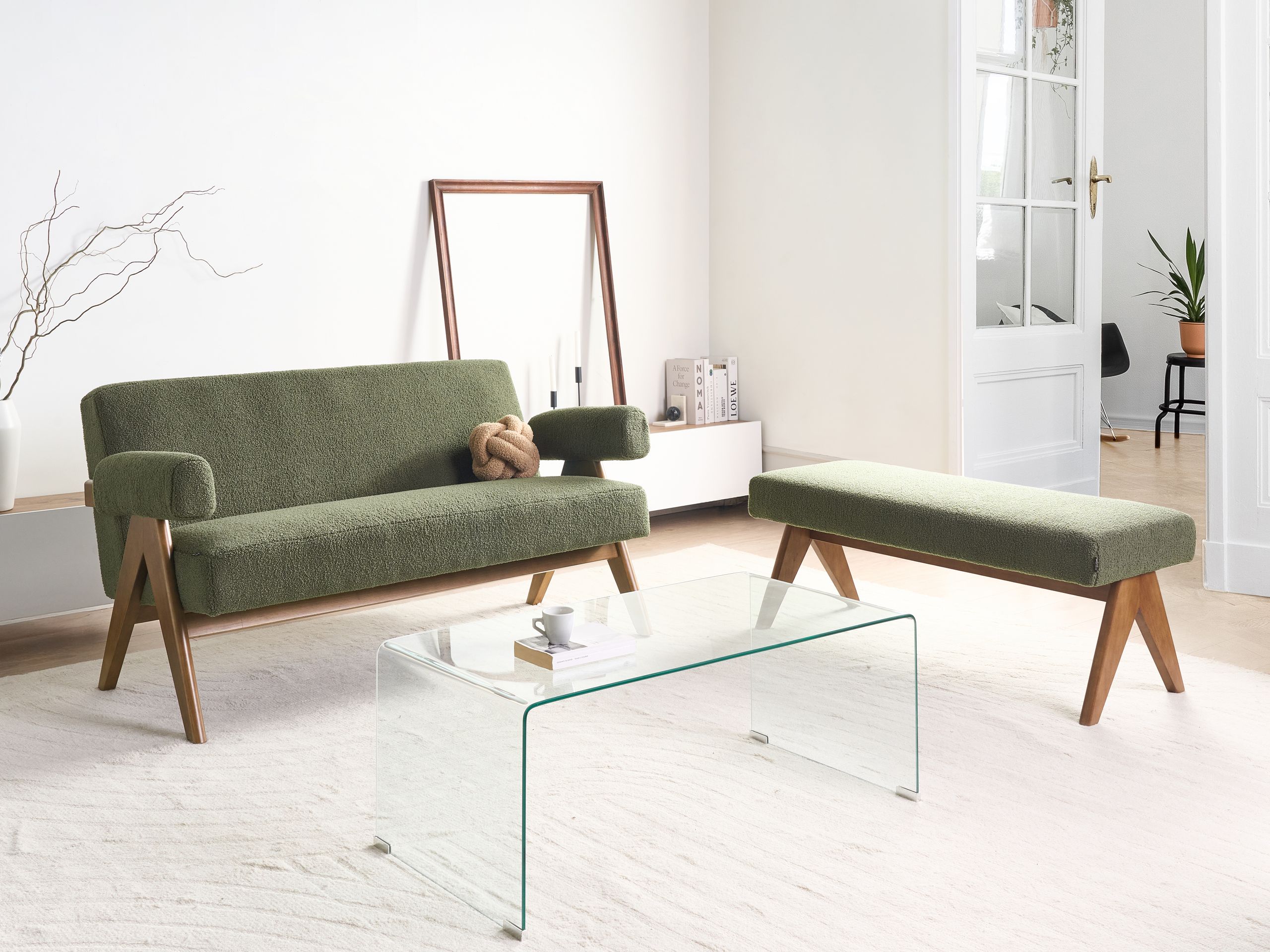 Tapecirana klupa Berwyn 2714 (Zelena + Tamno drvo)