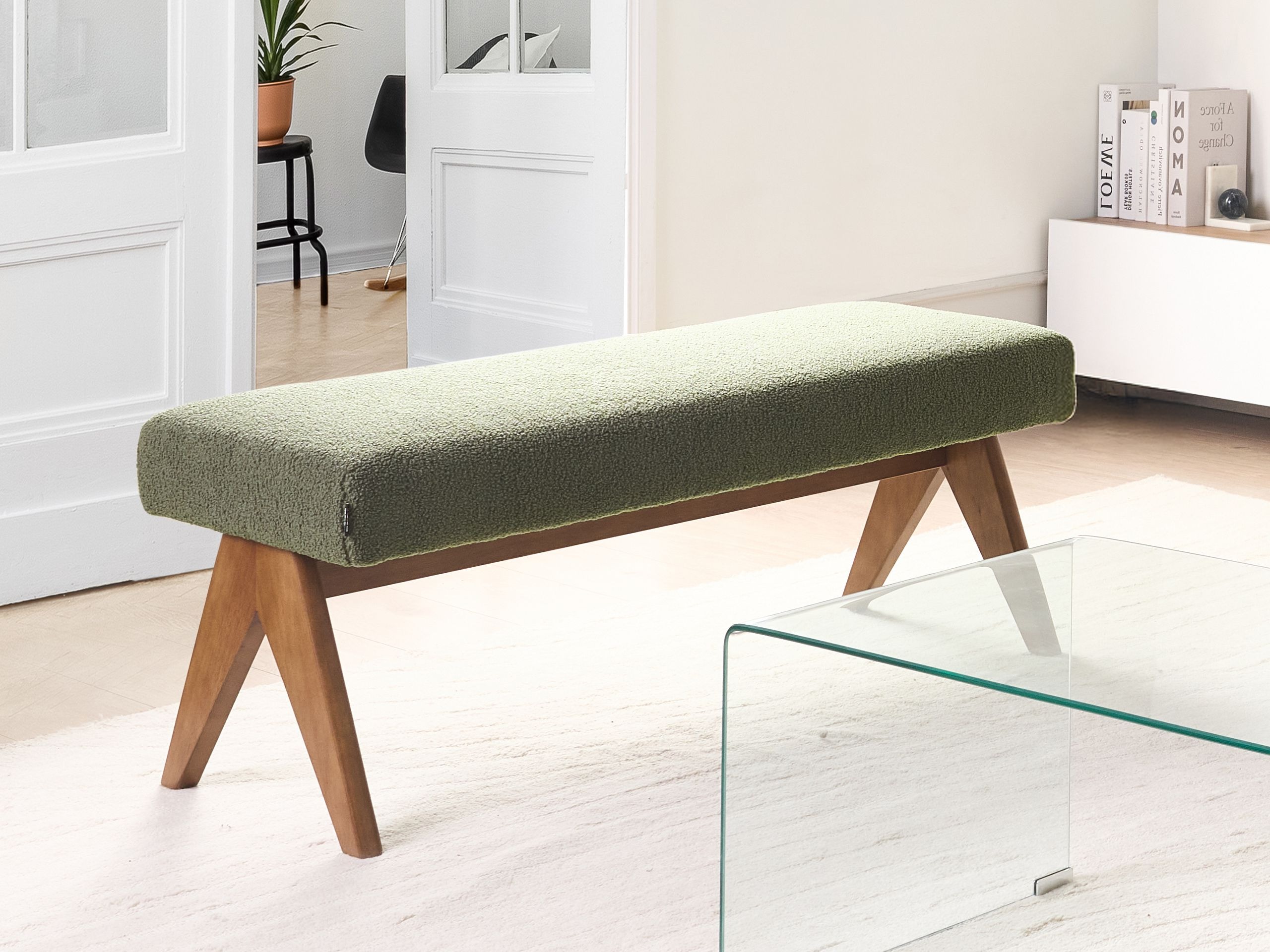 Tapecirana klupa Berwyn 2714 (Zelena + Tamno drvo)