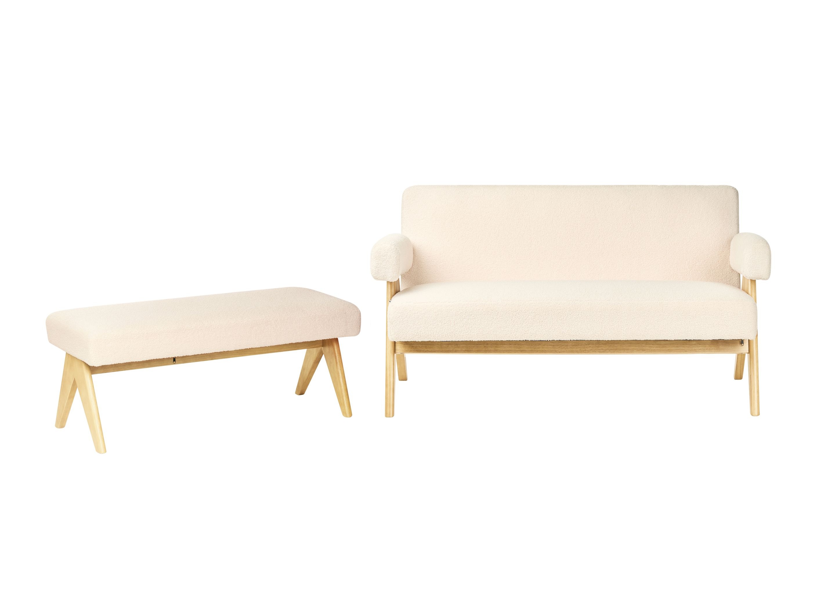 Tapecirani namještaj Berwyn 2715 (Bijela + Svijetlo drvo)