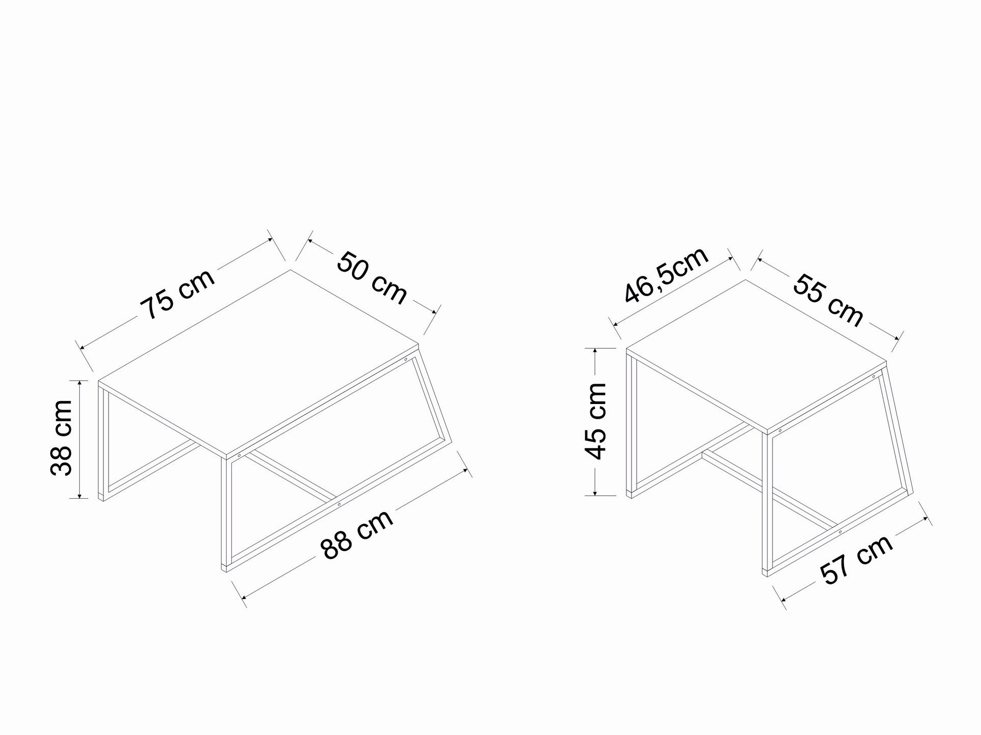 Set stolića za kavu Kailua 1804 (Svijetla Travertine + Crna)