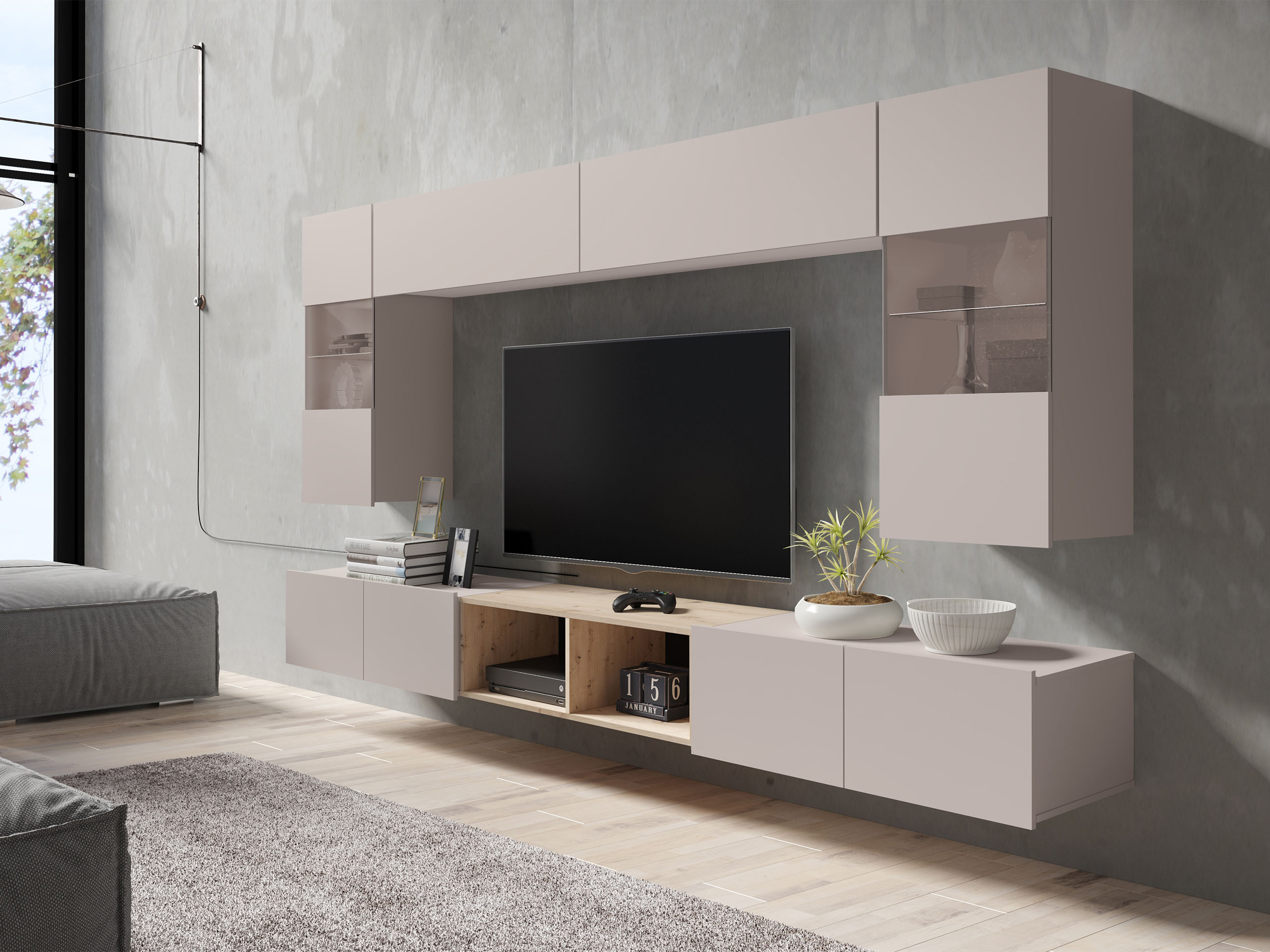 Set za dnevni boravak Remus XXIV (Kašmir + Hrast Artisan)