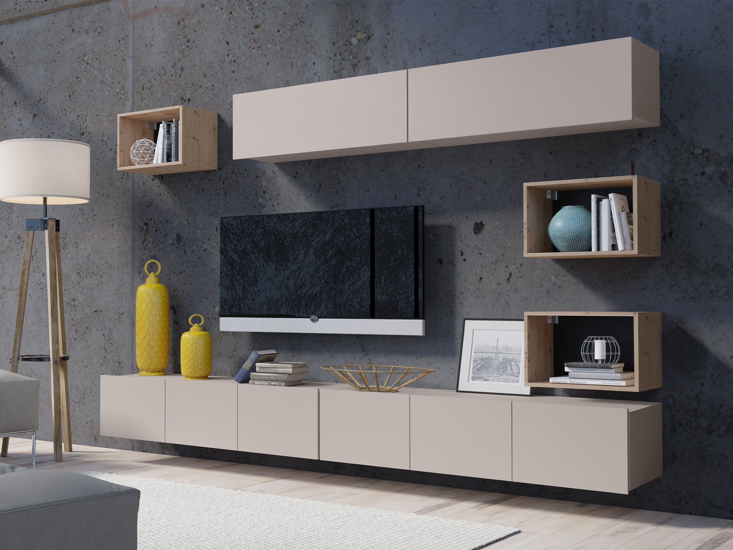 Set za dnevni boravak Tivdalu 151 (Kašmir + Hrast Artisan)