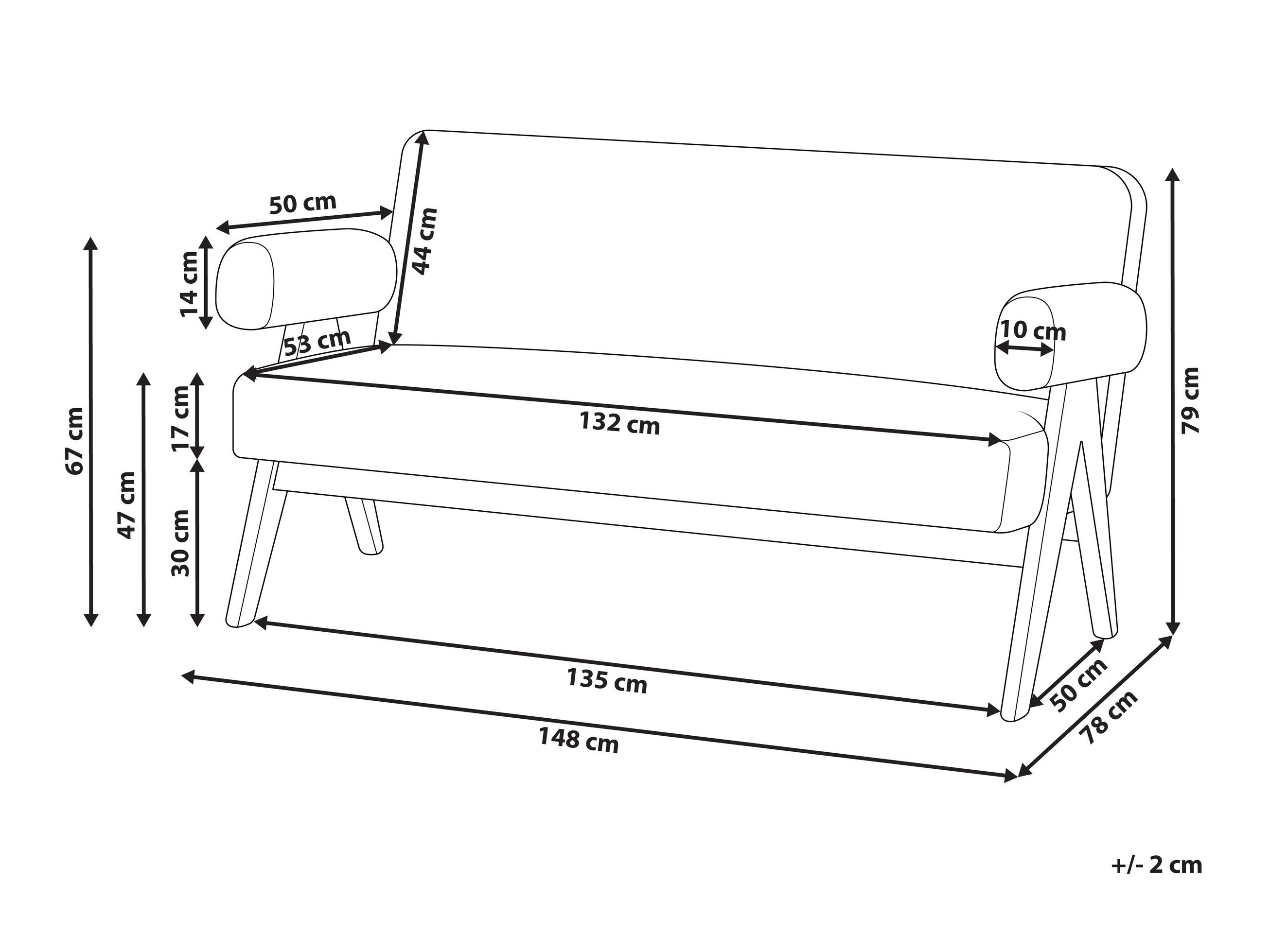 Tapecirana klupa Berwyn 2713 (Crna + Svijetlo drvo)