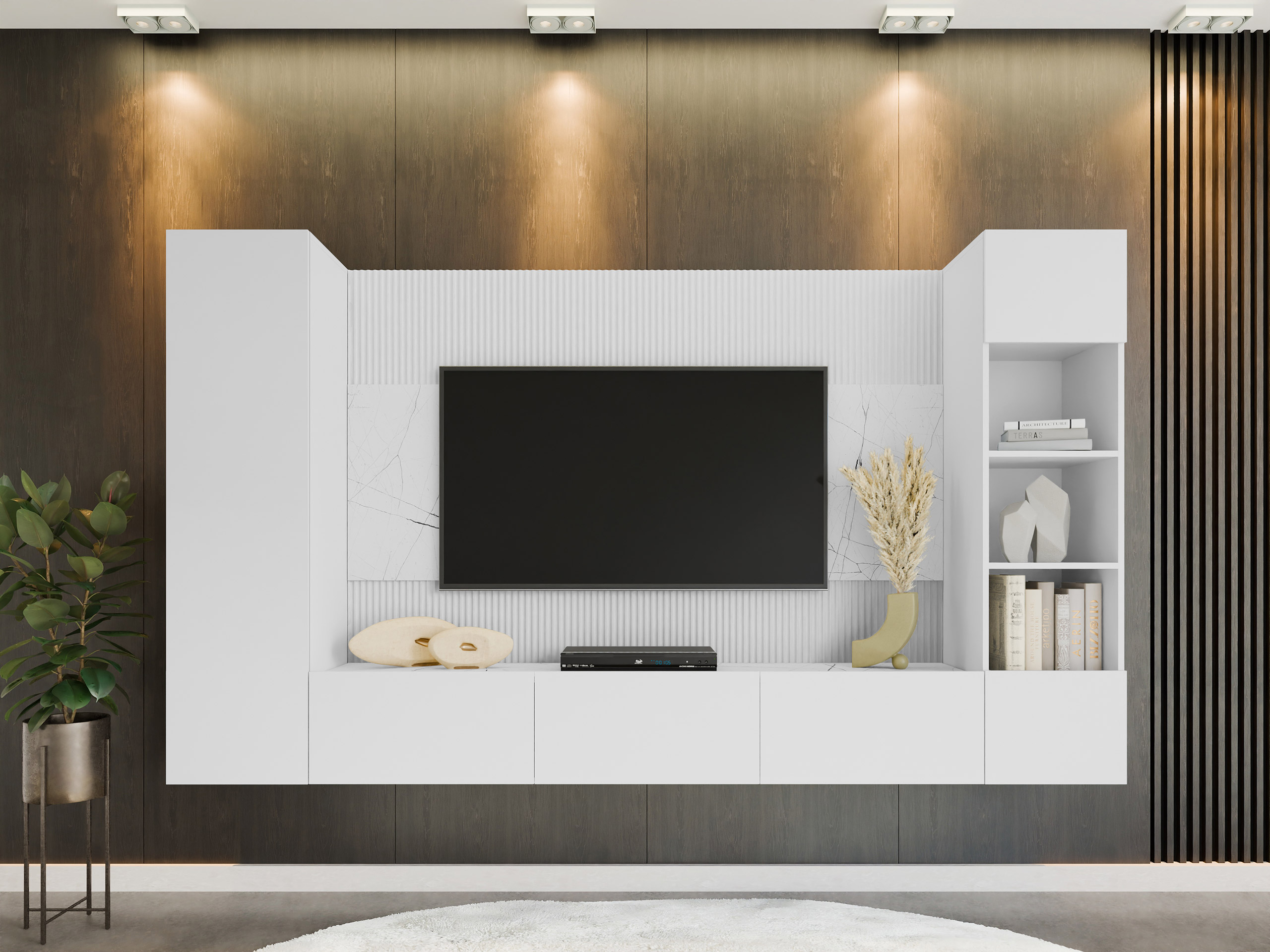 Set za dnevni boravak Comfivo 450 (Bijela + Bijeli mramor)