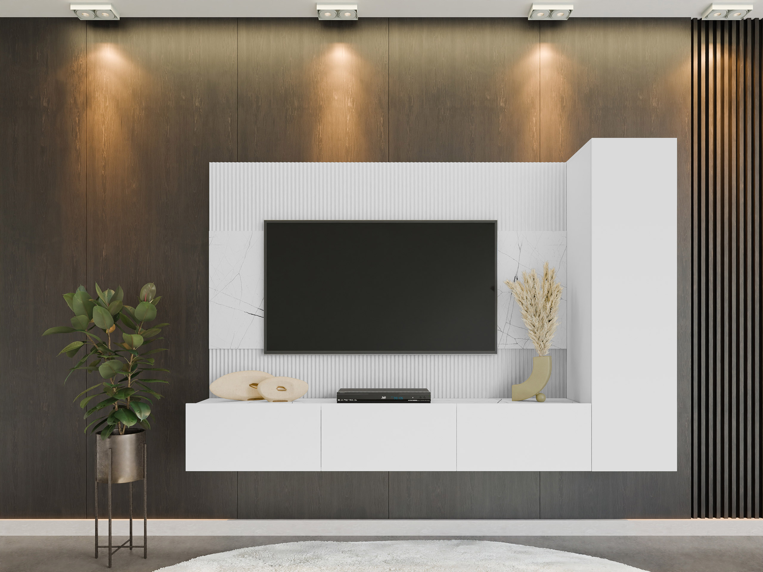 Set za dnevni boravak Comfivo Salix VI (Bijela + Bijeli mramor)