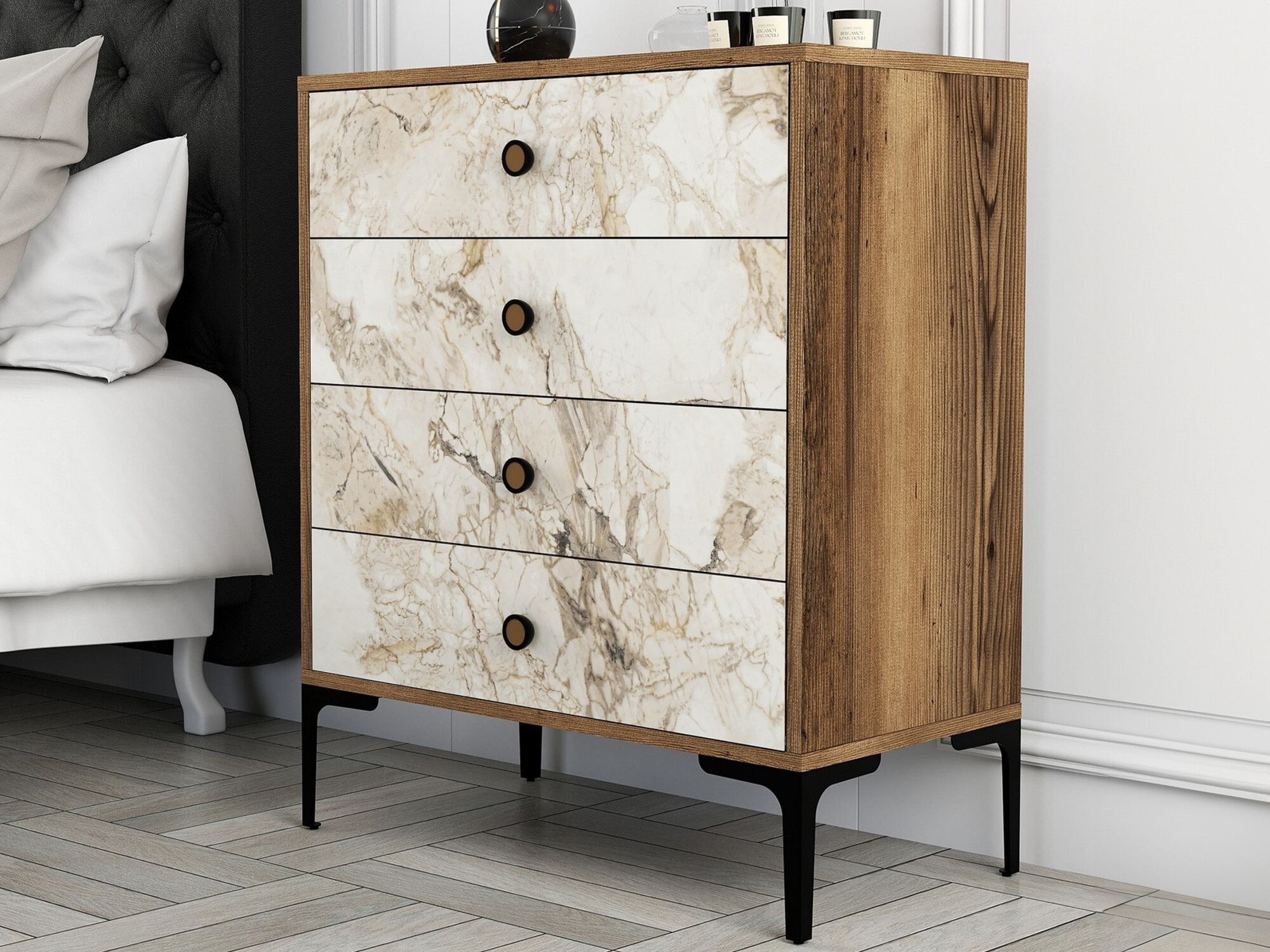 Komoda Kailua 771 (Orah + Bijeli mramor)