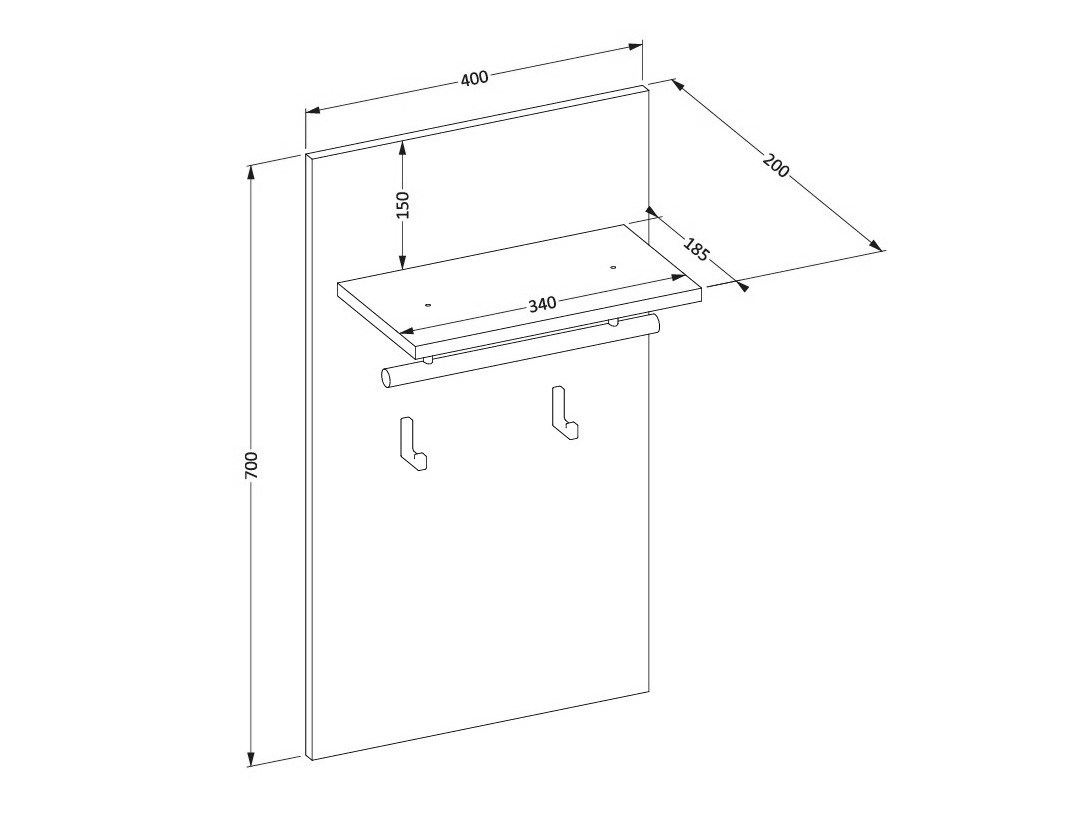 Vješalica Alfere 114 (Wotan hrast)