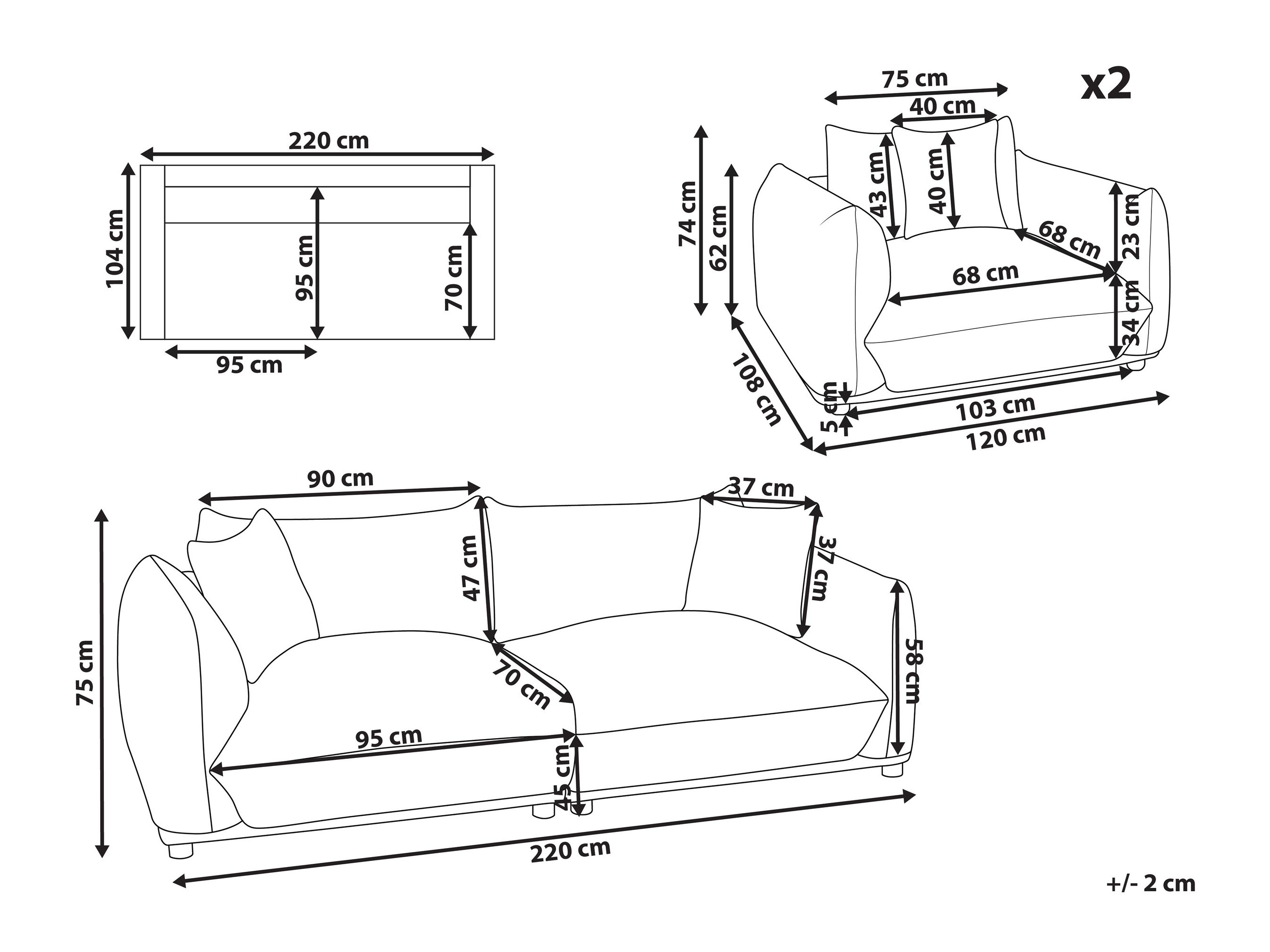 Tapecirani namještaj Berwyn 2724 (Svijetlo siva)