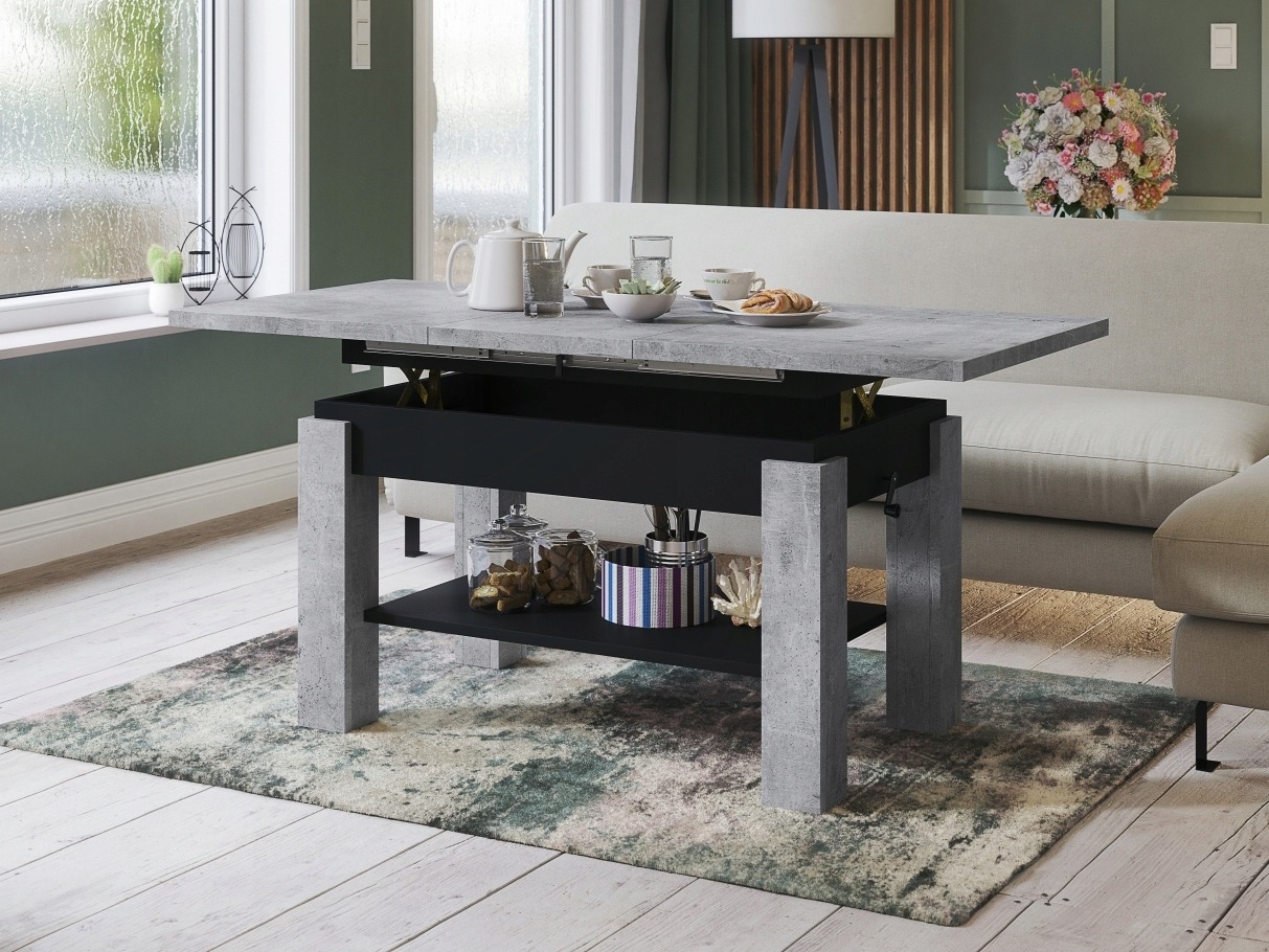 Transformirajući stolić za kavu Glendale 100 (Boja betona + Crna)