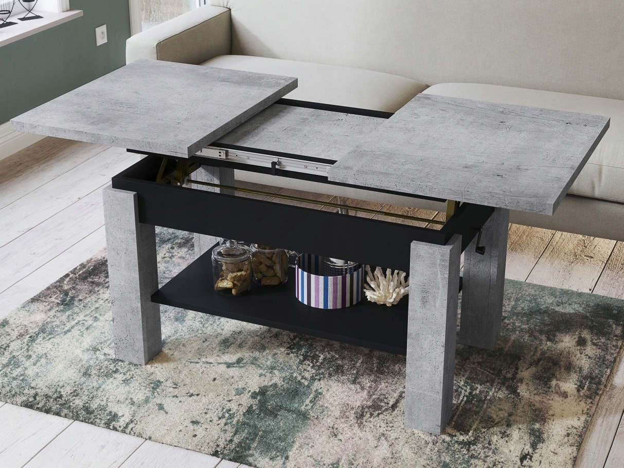 Transformirajući stolić za kavu Glendale 100 (Boja betona + Crna)