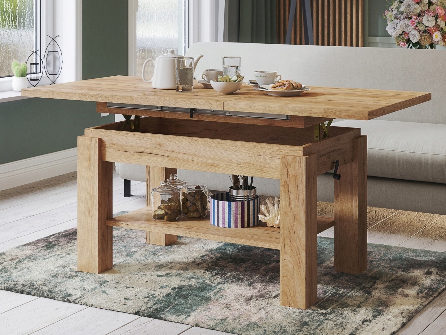 Transformirajući stolić za kavu Glendale 100 (Zlatni hrast Craft)