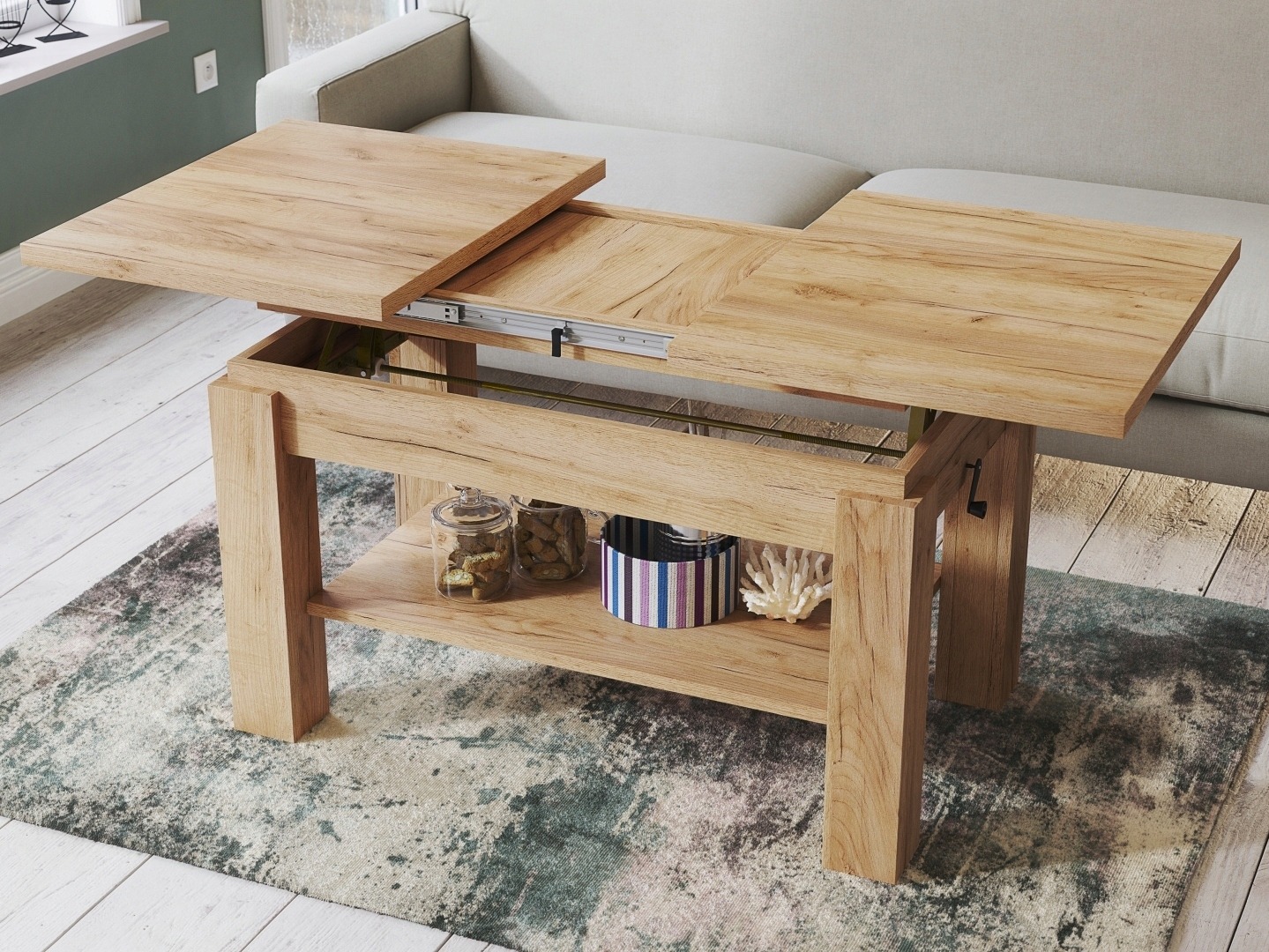 Transformirajući stolić za kavu Glendale 100 (Zlatni hrast Craft)