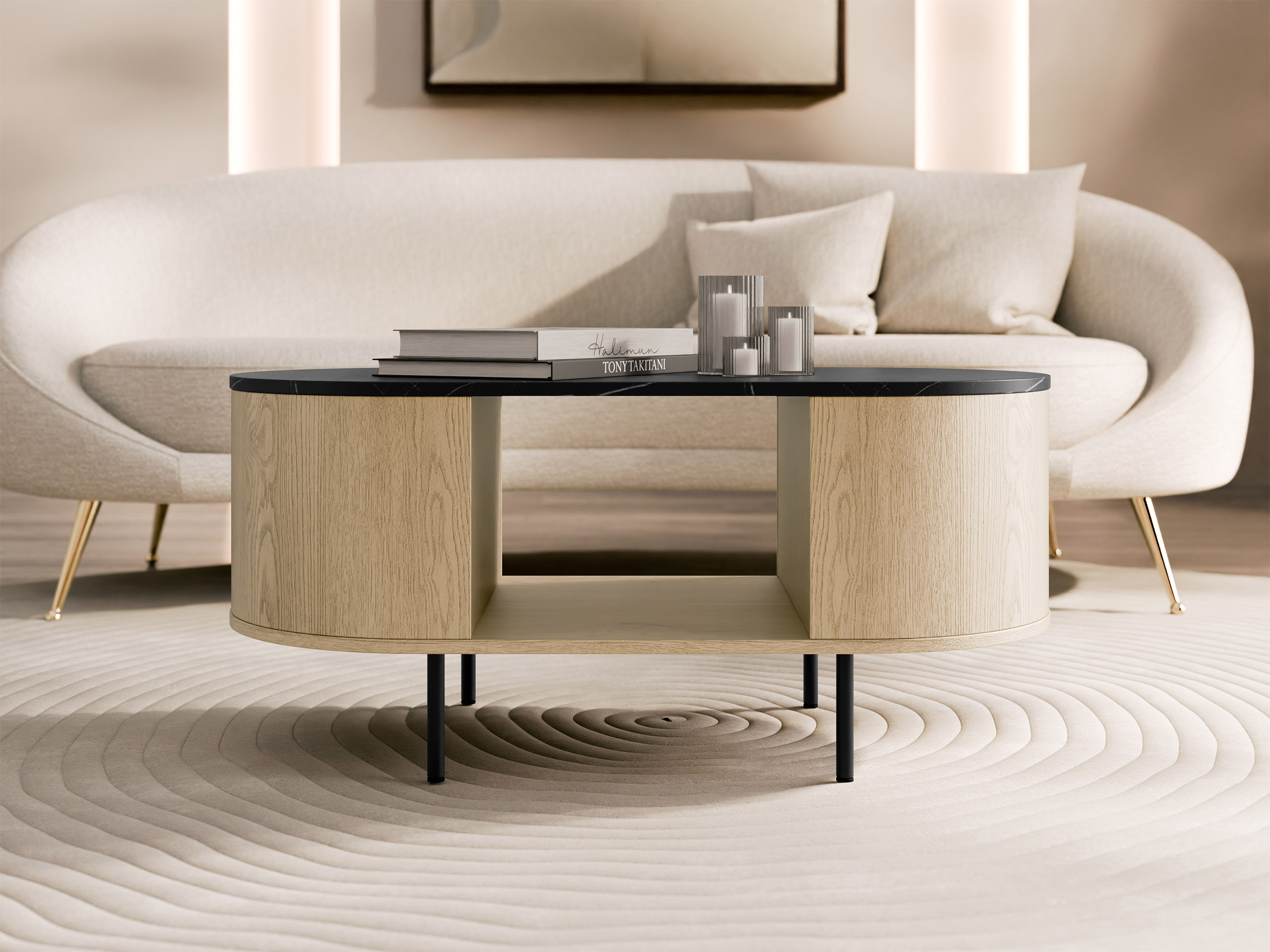 Stolić za kavu Comfivo Livtena 104 (Crni mramor + Crna)