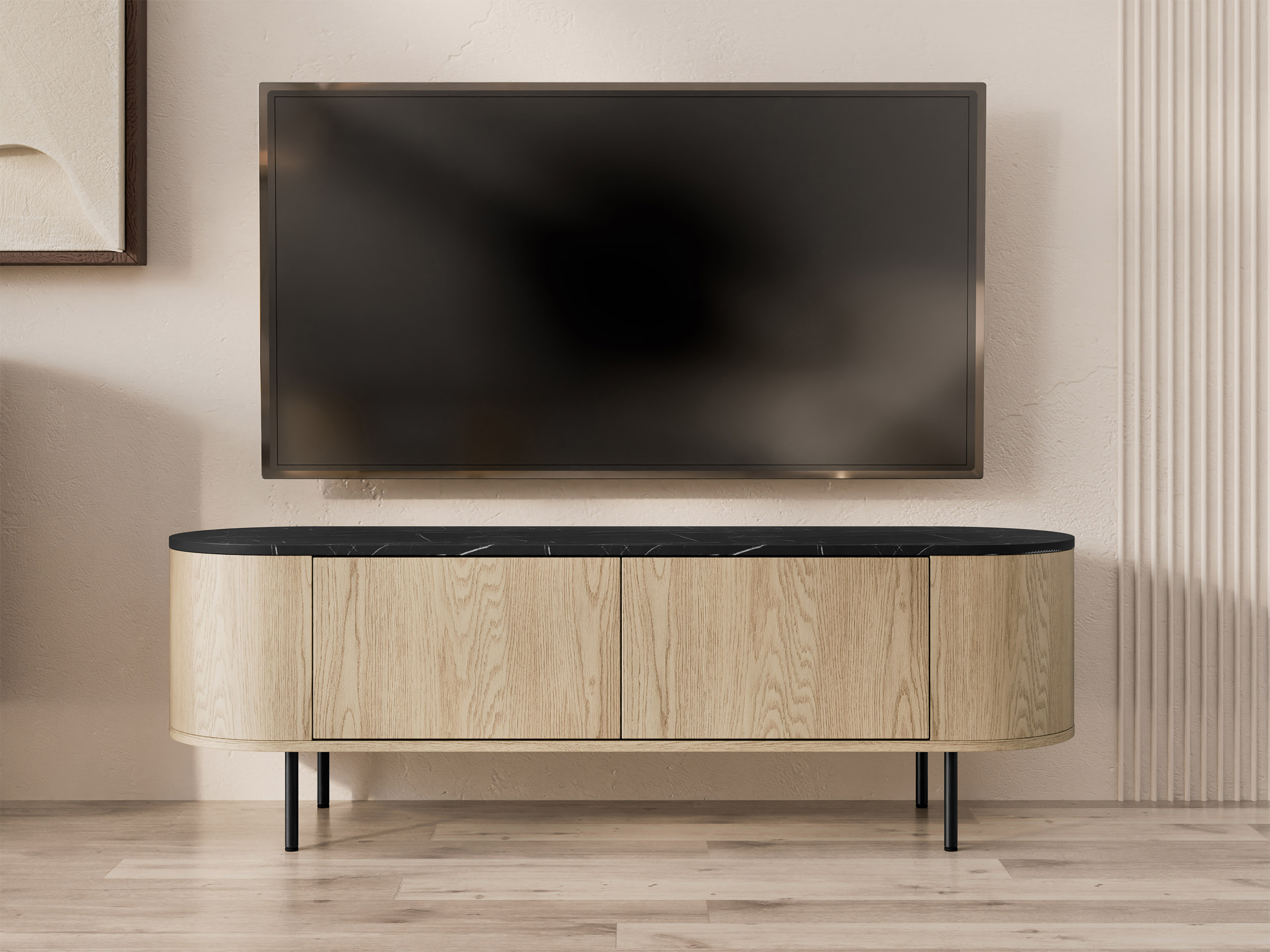 TV stol Comfivo Livtena 102 (Crni mramor + Crna)