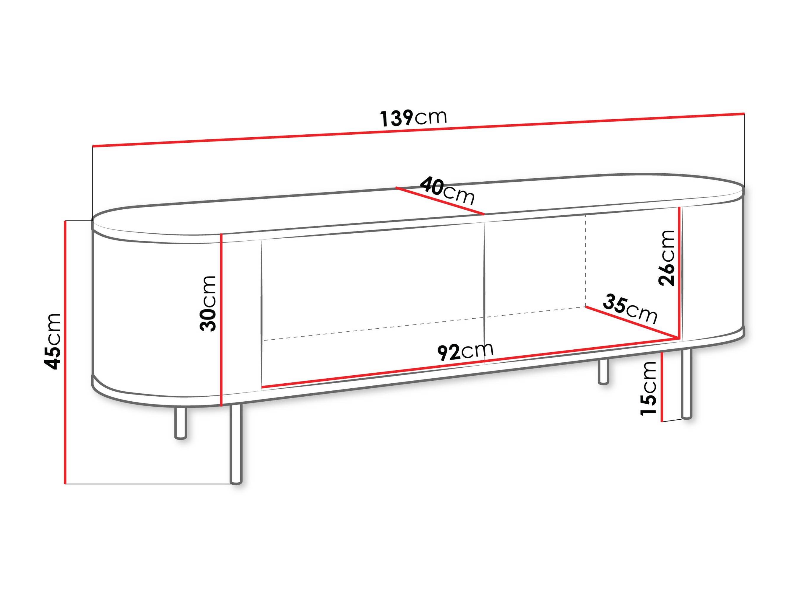 TV stol Comfivo Livtena (Crni mramor + Crna)