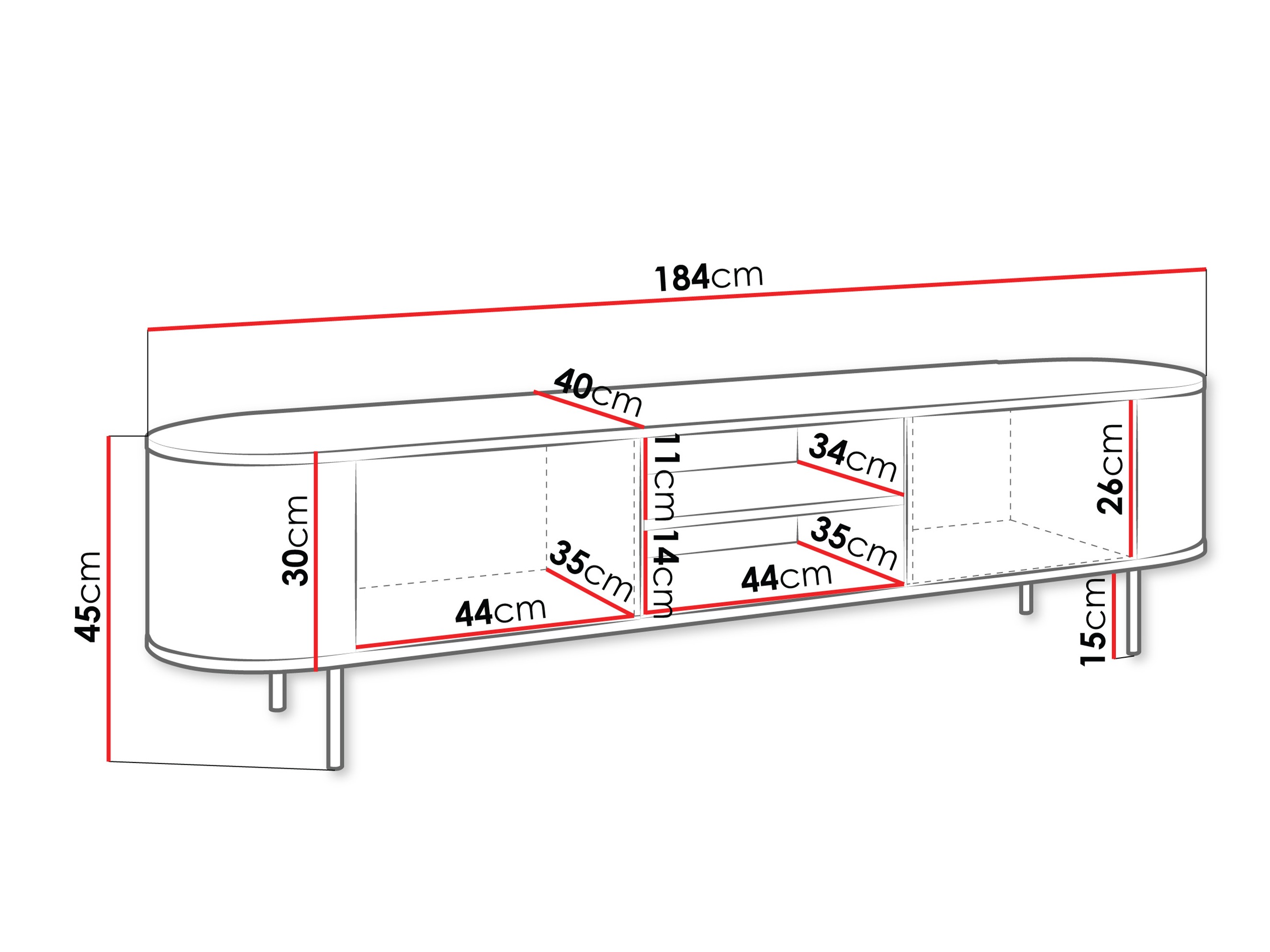 TV stol Comfivo Livtena I (Crni mramor + Crna)