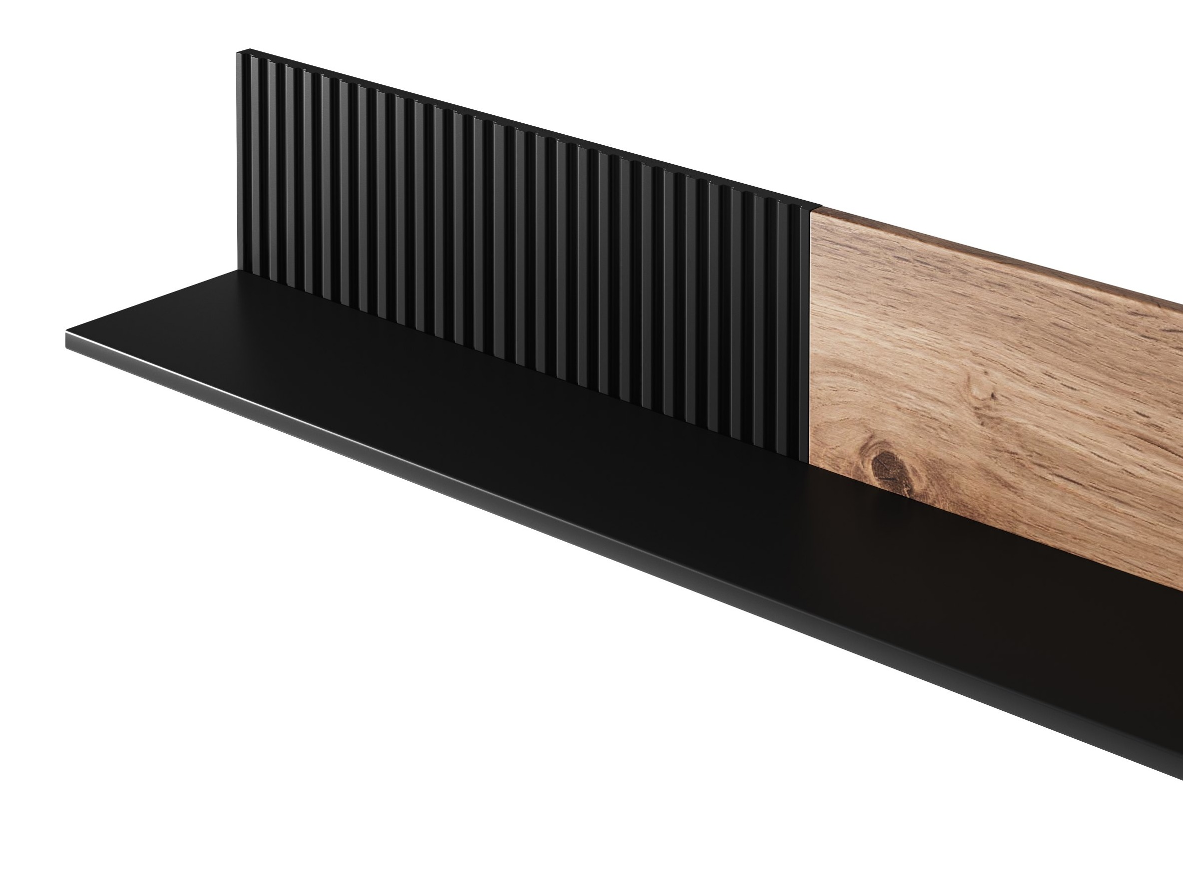 Zidna polica Luelia 122 (Crna + Hrast Wotan)