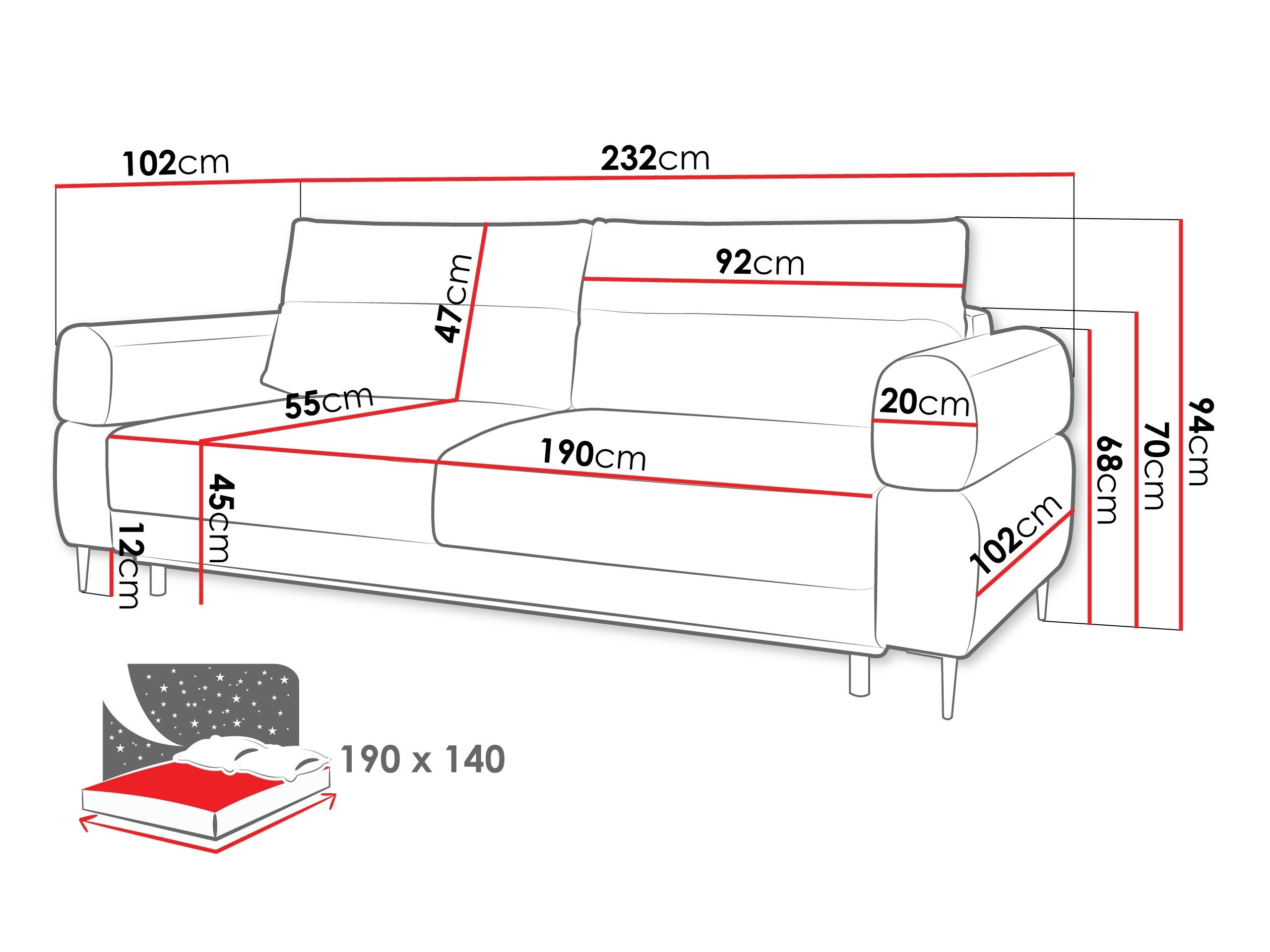 Kauč na razvlačenje ComfiDream Celel (Blur 19)
