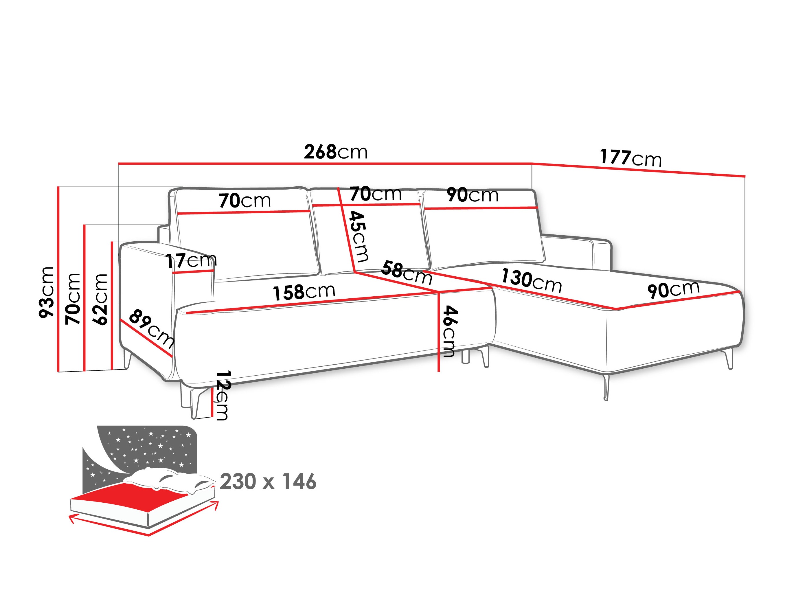 Kutna garnitura ComfiDream Lyraion (Castel 15)