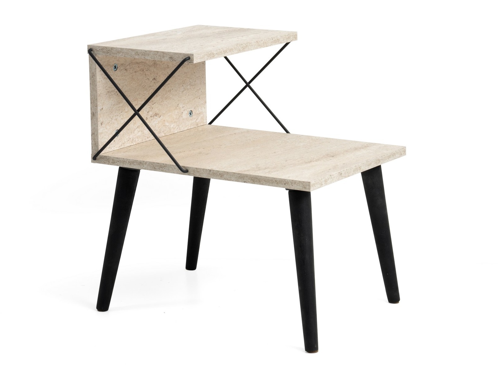 Noćni ormarić Kailua 368 (Svijetli travertin + Crna)