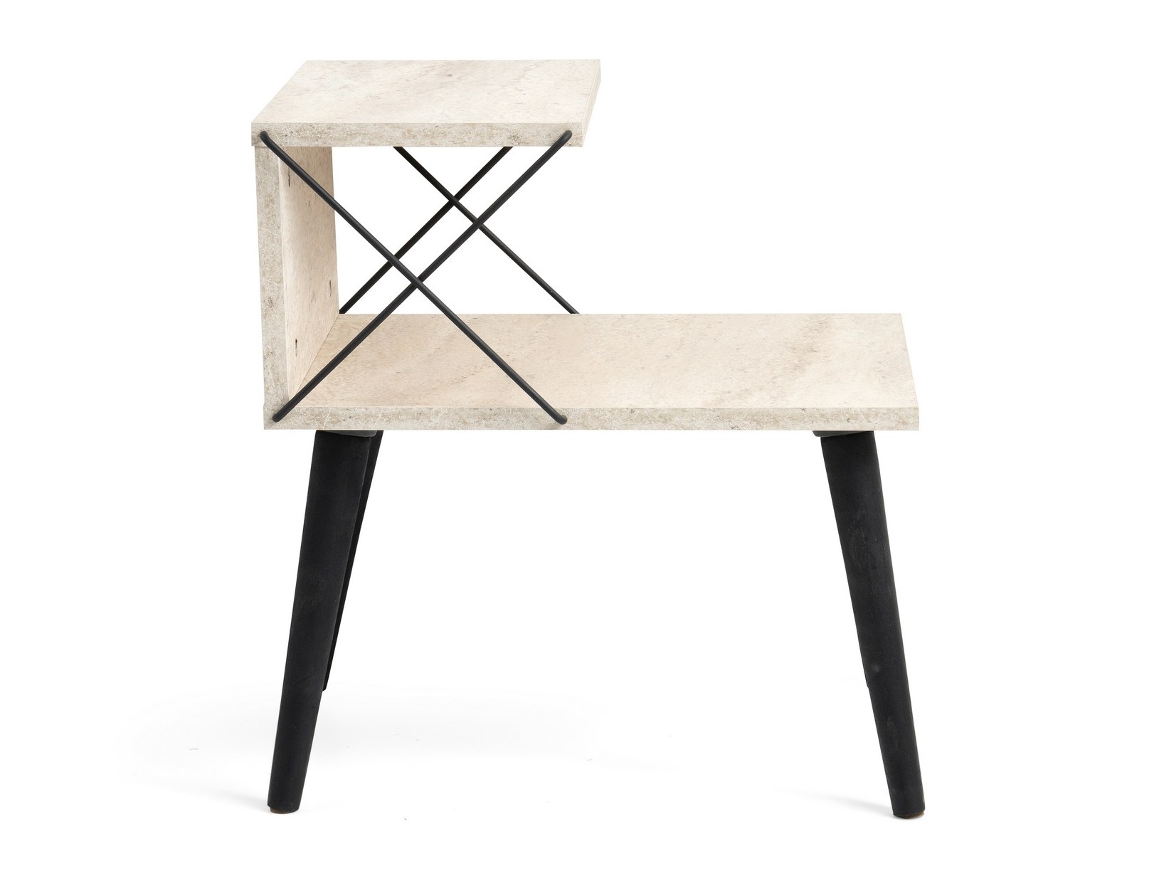 Noćni ormarić Kailua 368 (Svijetli travertin + Crna)