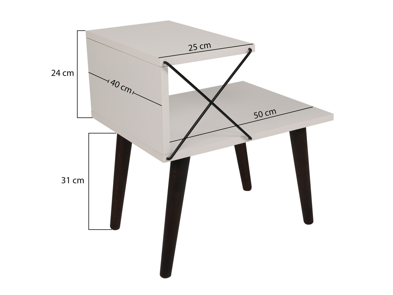 Noćni ormarić Kailua 368 (Svijetli travertin + Crna)