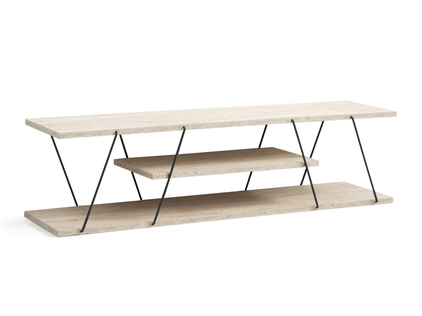 TV stol Kailua 365 (Svijetli travertin + Crna)