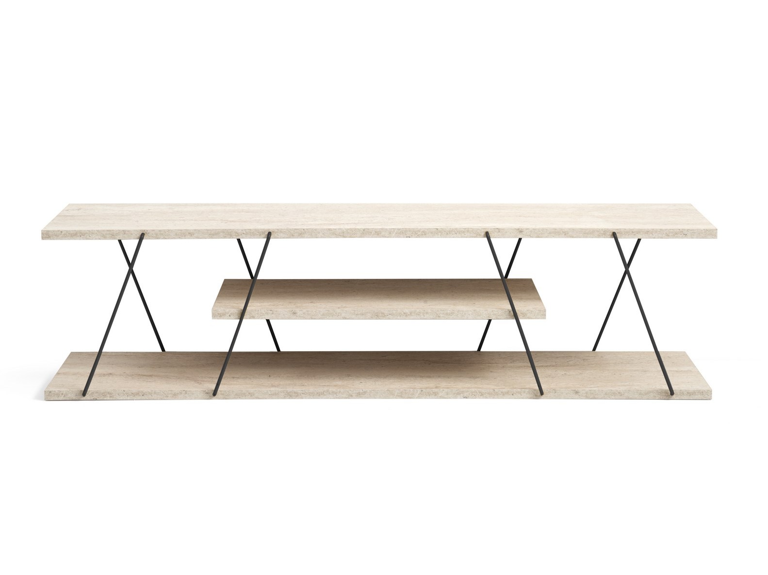 TV stol Kailua 365 (Svijetli travertin + Crna)