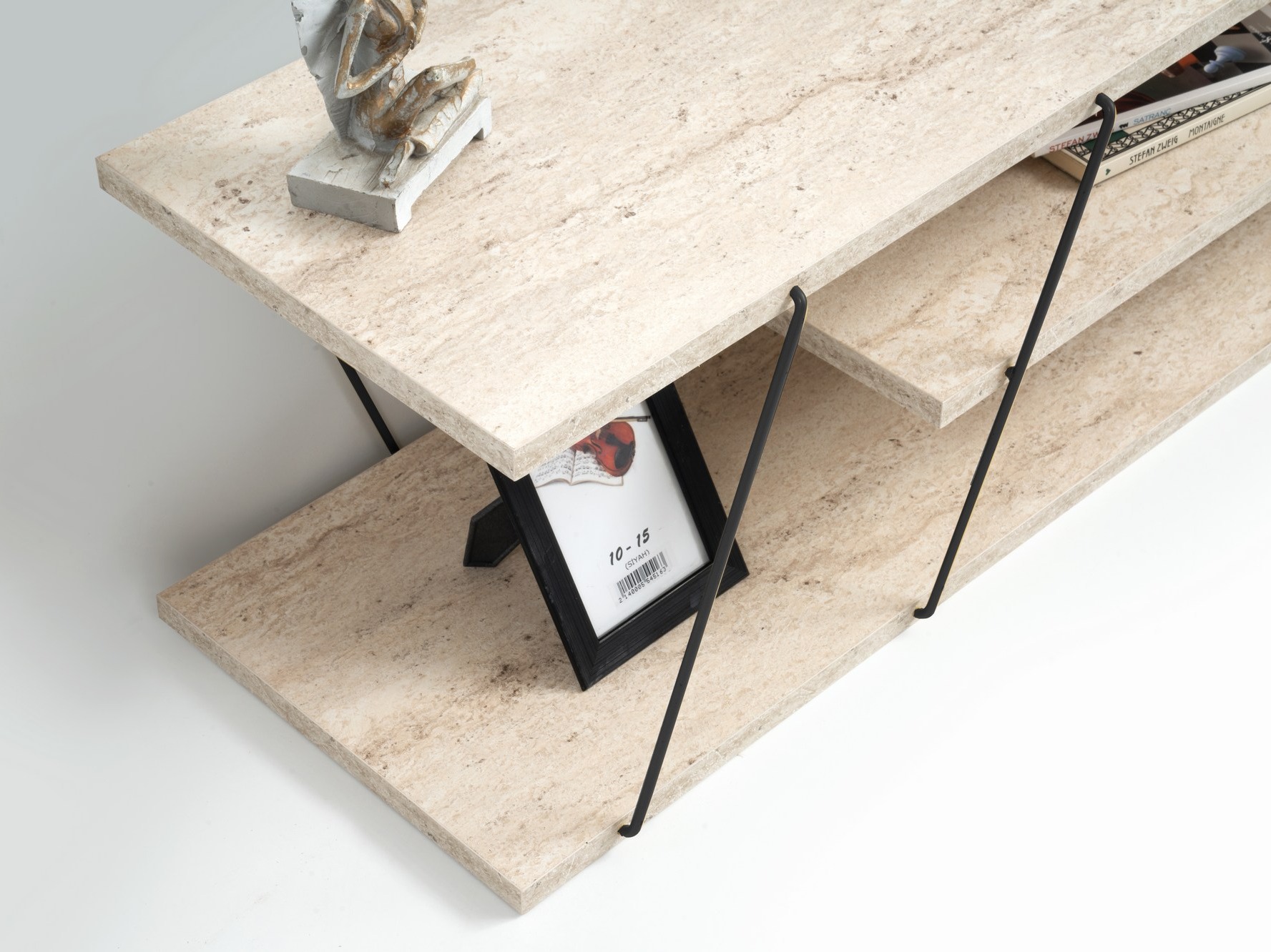 TV stol Kailua 365 (Svijetli travertin + Crna)