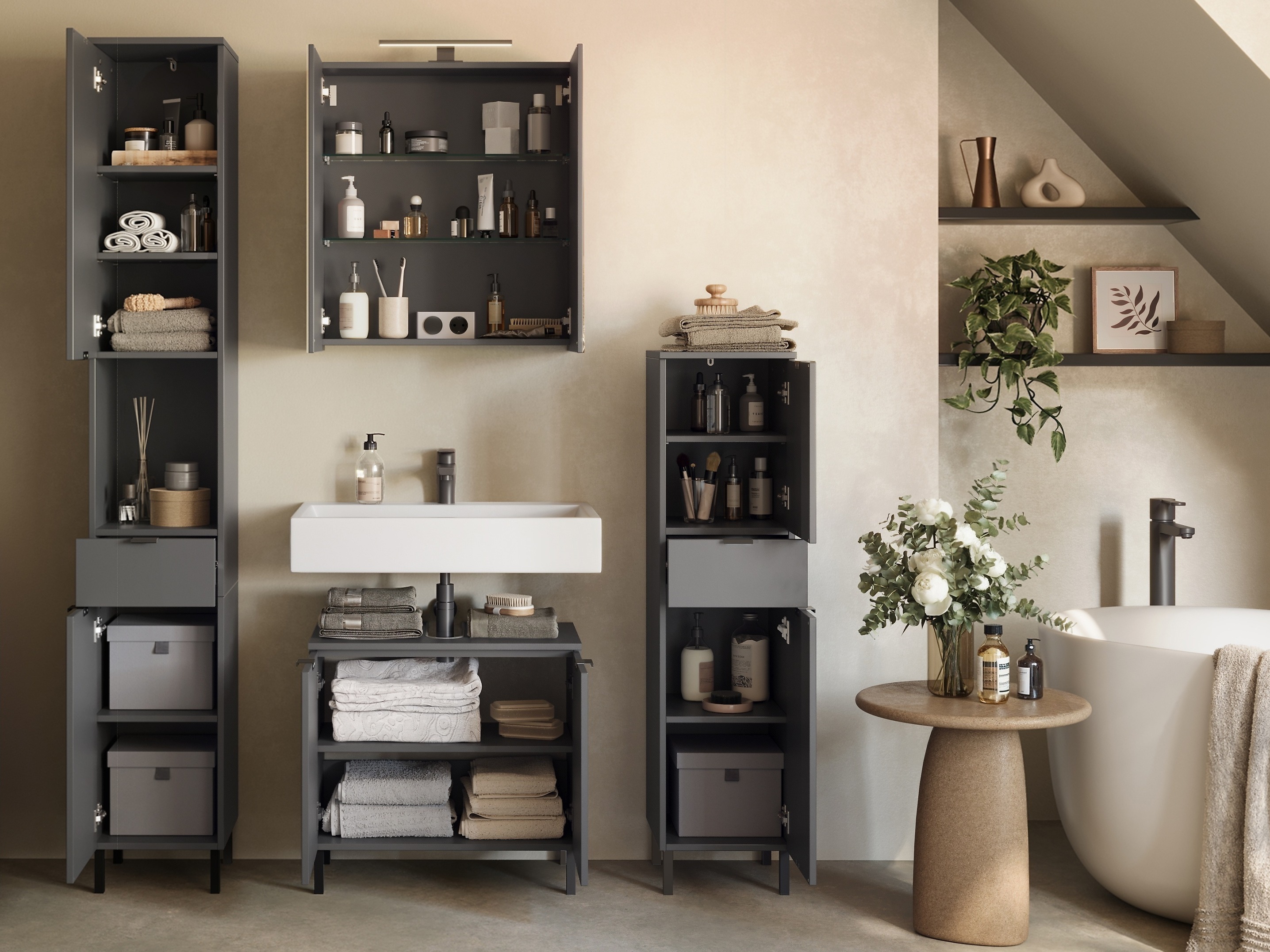 Kupaonski namještaj Felfere 108 (Antracit)