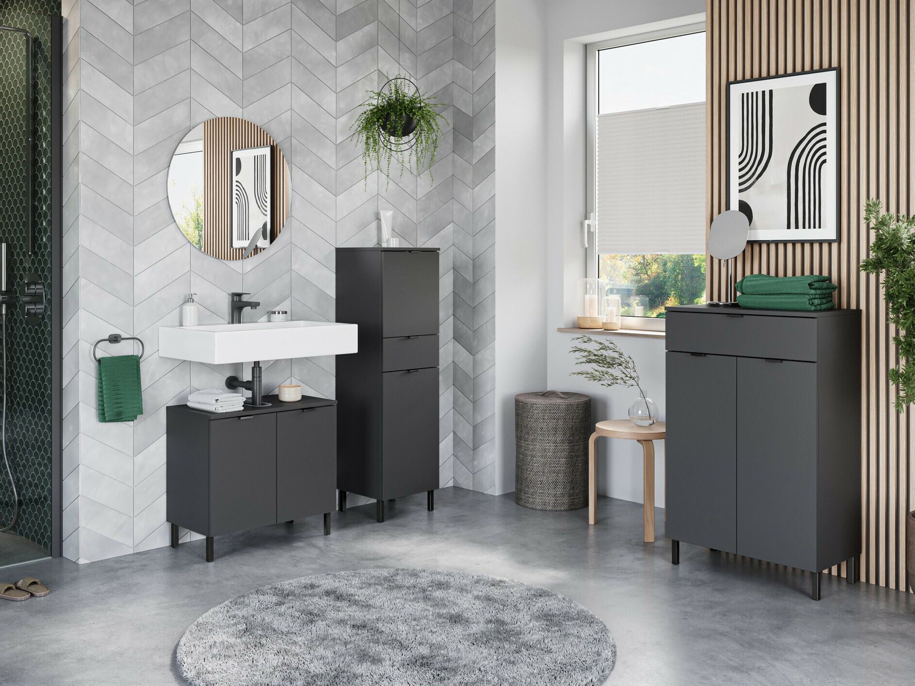 Samostojeći kupaonski ormarić Felfere 101 (Antracit)