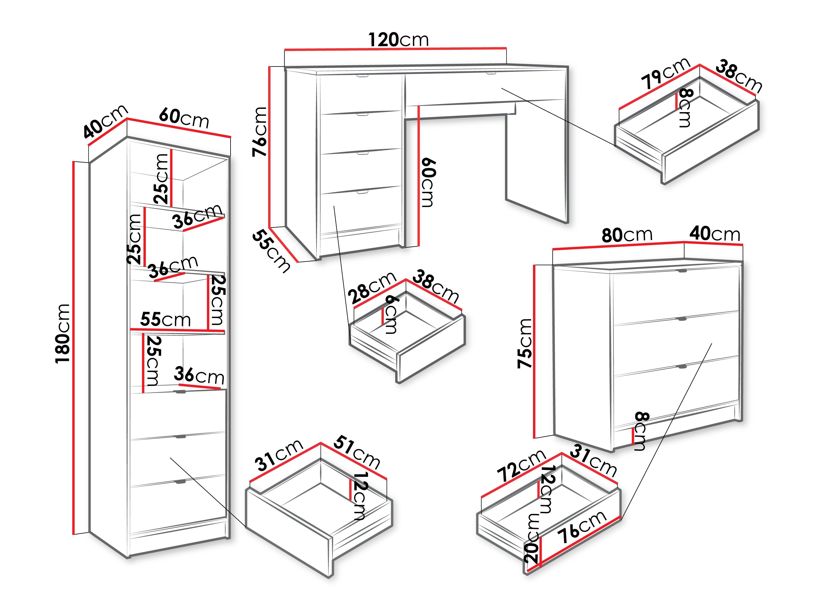 Set za kućni ured Comfivo Larmire 120 (Crna)