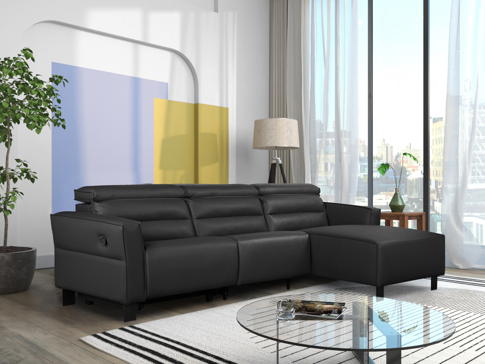 Podesiva kutna ganitura Denton 1487 (Crna)